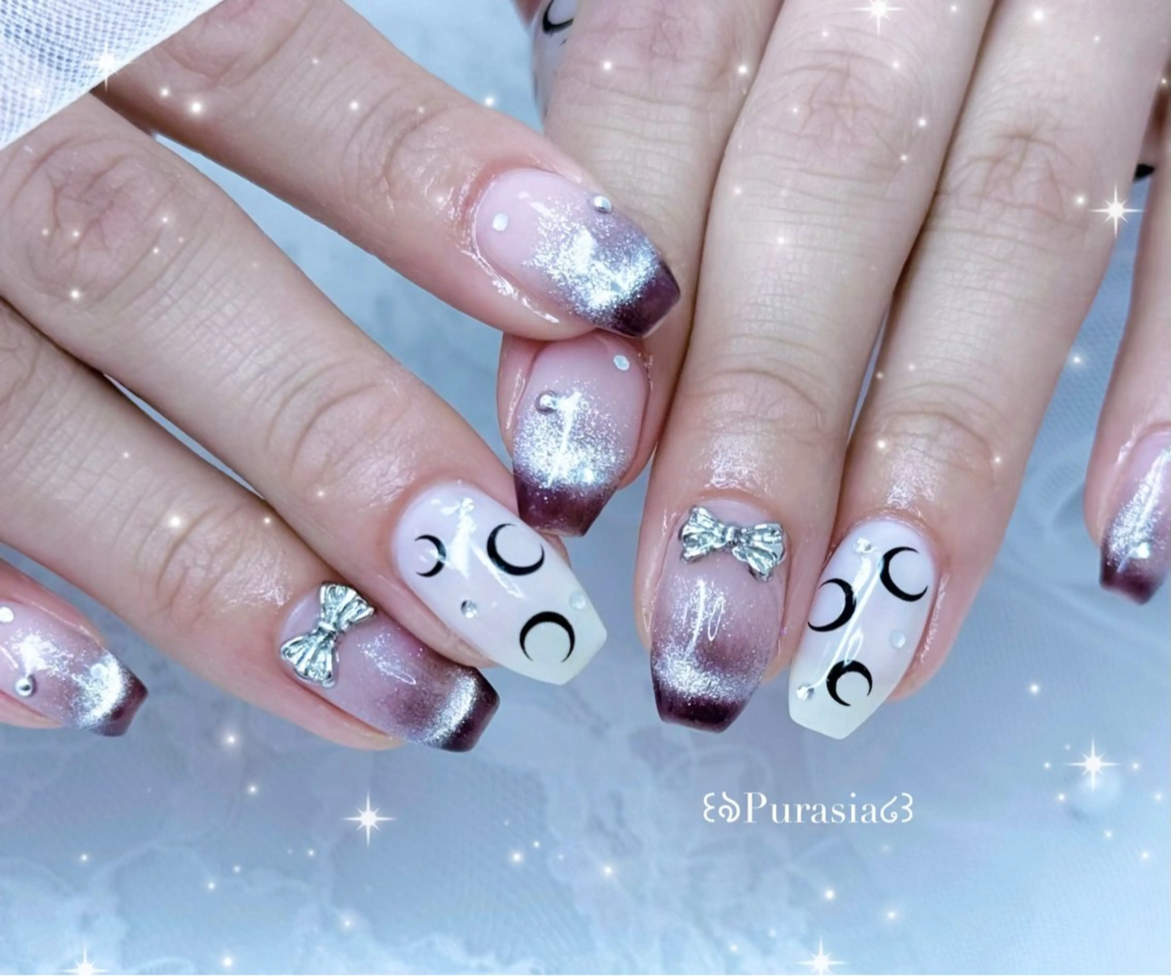 ネイル マグネットネイル ワンホンネイル ハンドネイル Purasia高橋✧ マグ/ワンホン/地雷のネイルデザイン