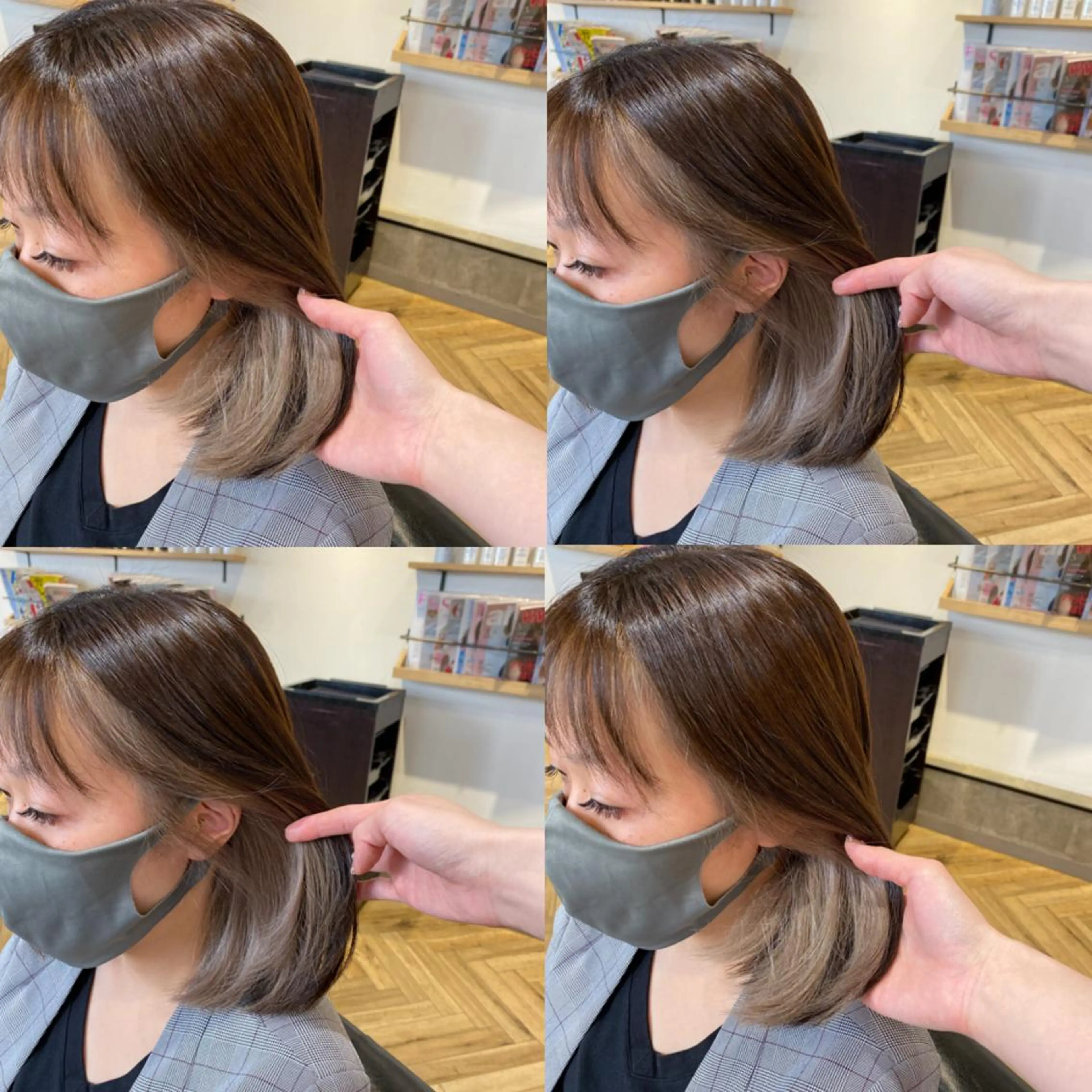 ミディアム カラー ベージュカラー ブリーチ ホワイトベージュ 艶カラー/韓国顔周り 🎀mamiのヘアスタイル