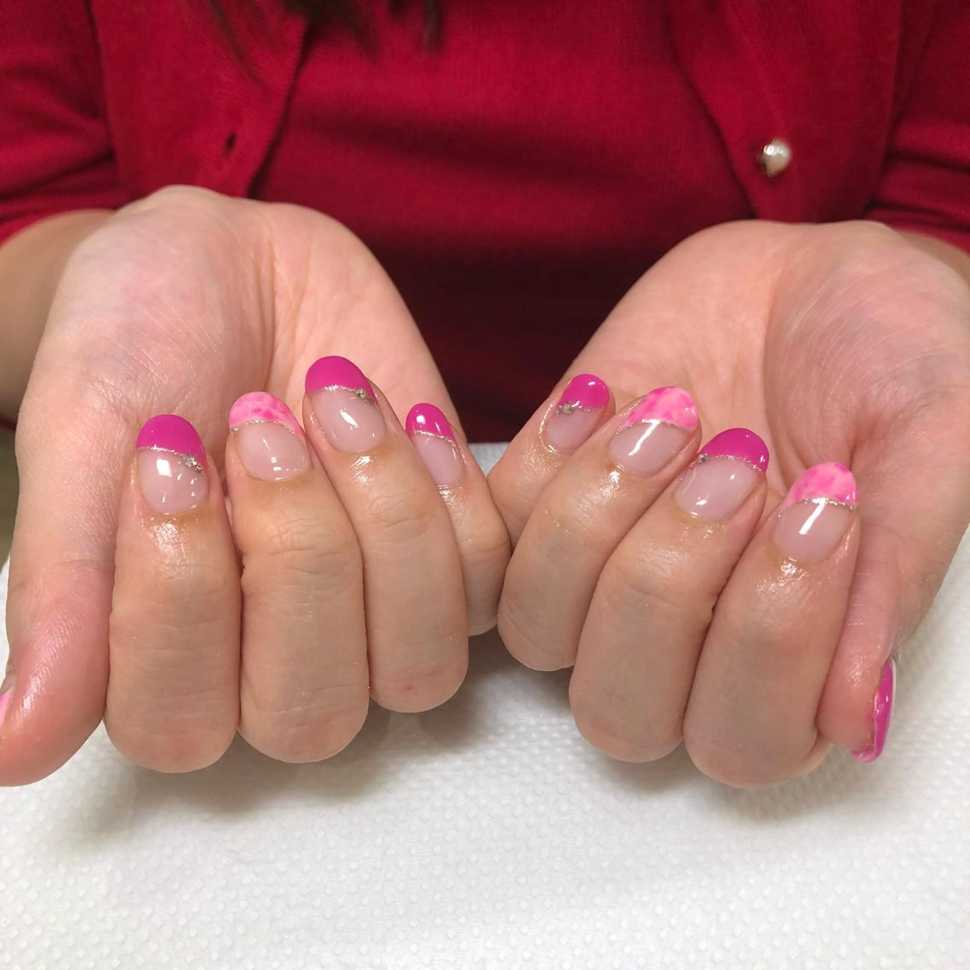 ネイル フレンチネイル 斜めフレンチ Ebina Ryoのネイルデザイン