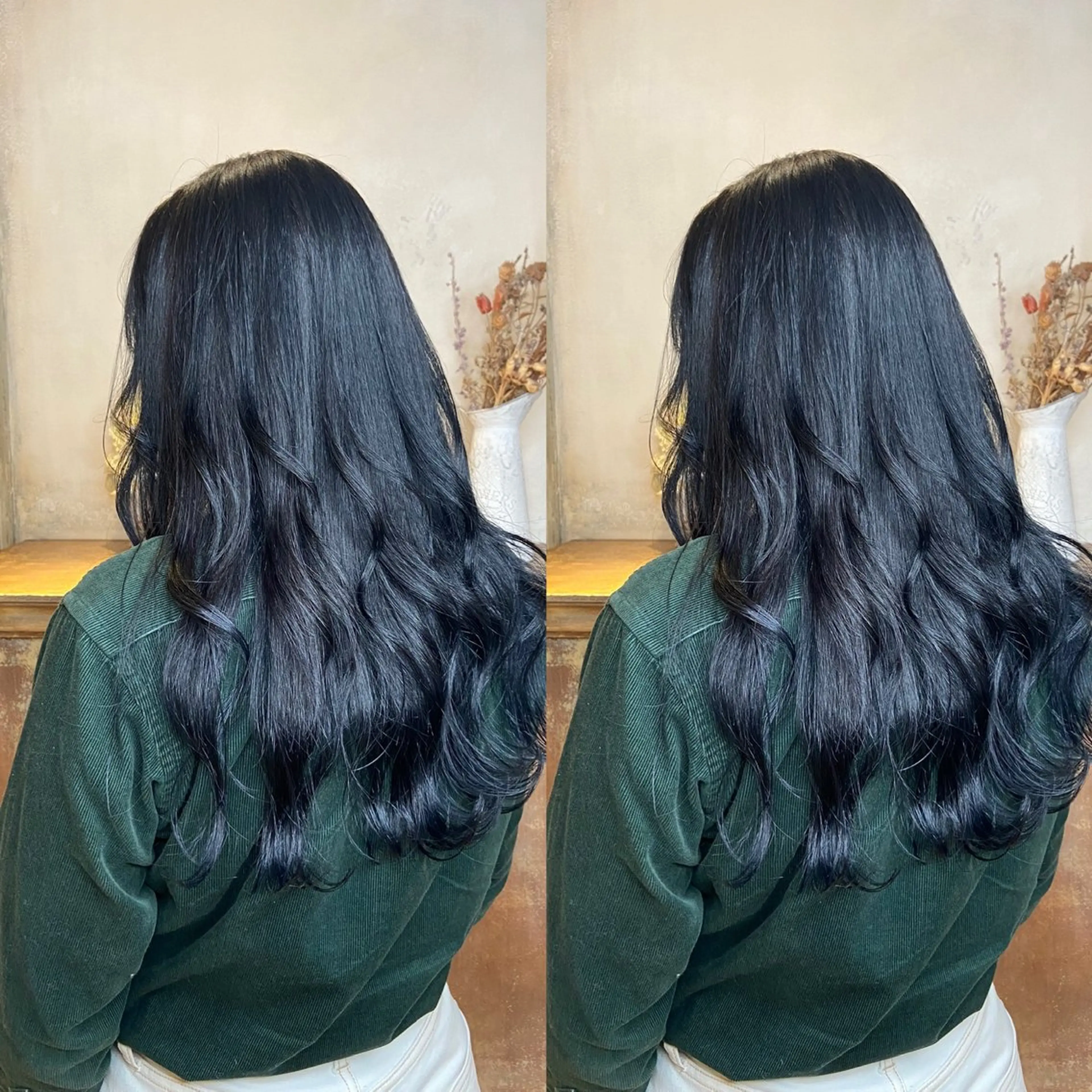 ロング カラー 黒髪 ブルーカラー ブルーブラック 韓国風カラー 韓国風ヘア ヘアカラー トリートメント 新宿No.1艶髪矯正 美艶カラー/FUKAのヘアスタイル