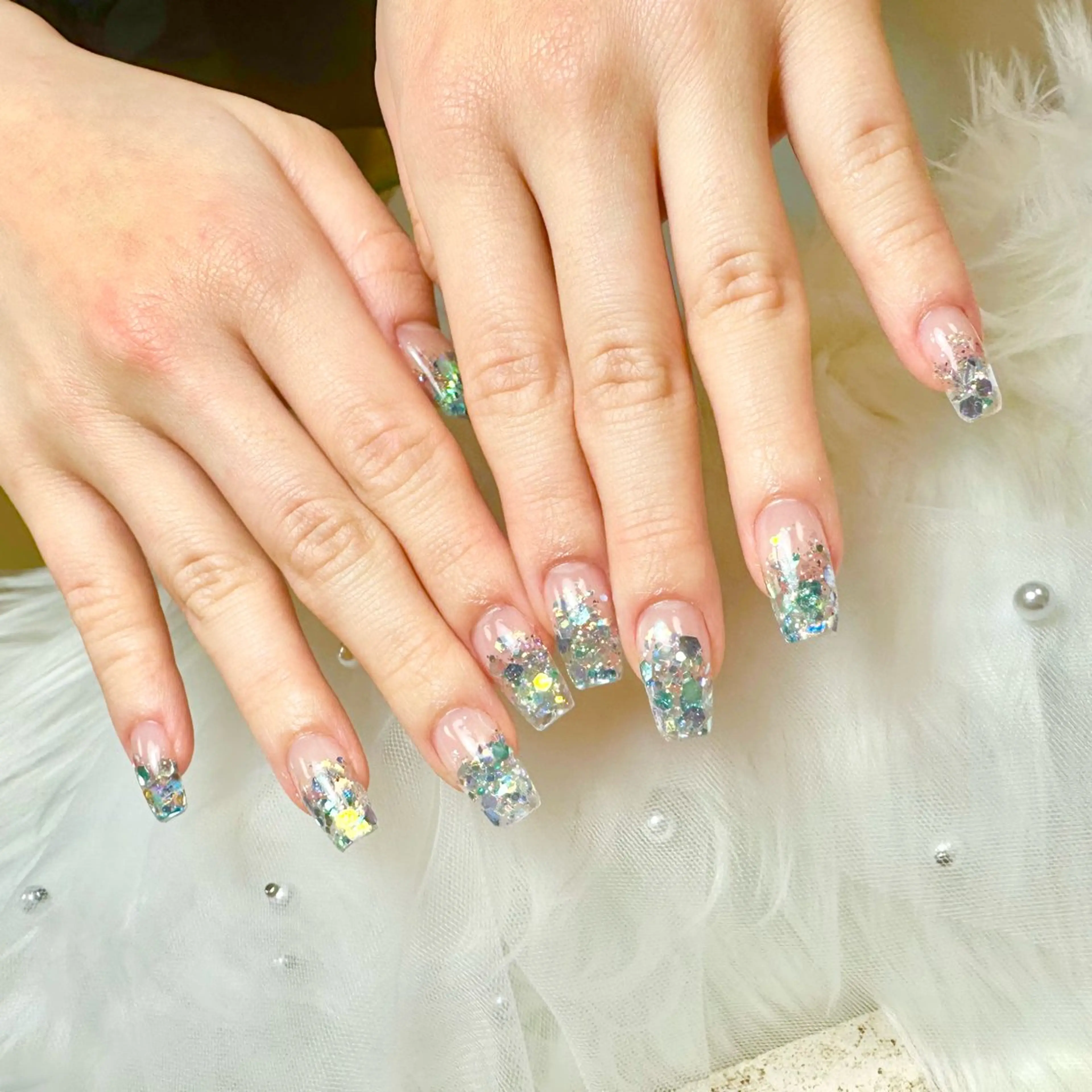 ネイル グラデーション ラメ(グリッター) ラメグラデーション スカルプネイル nail salon Feerieのネイルデザイン
