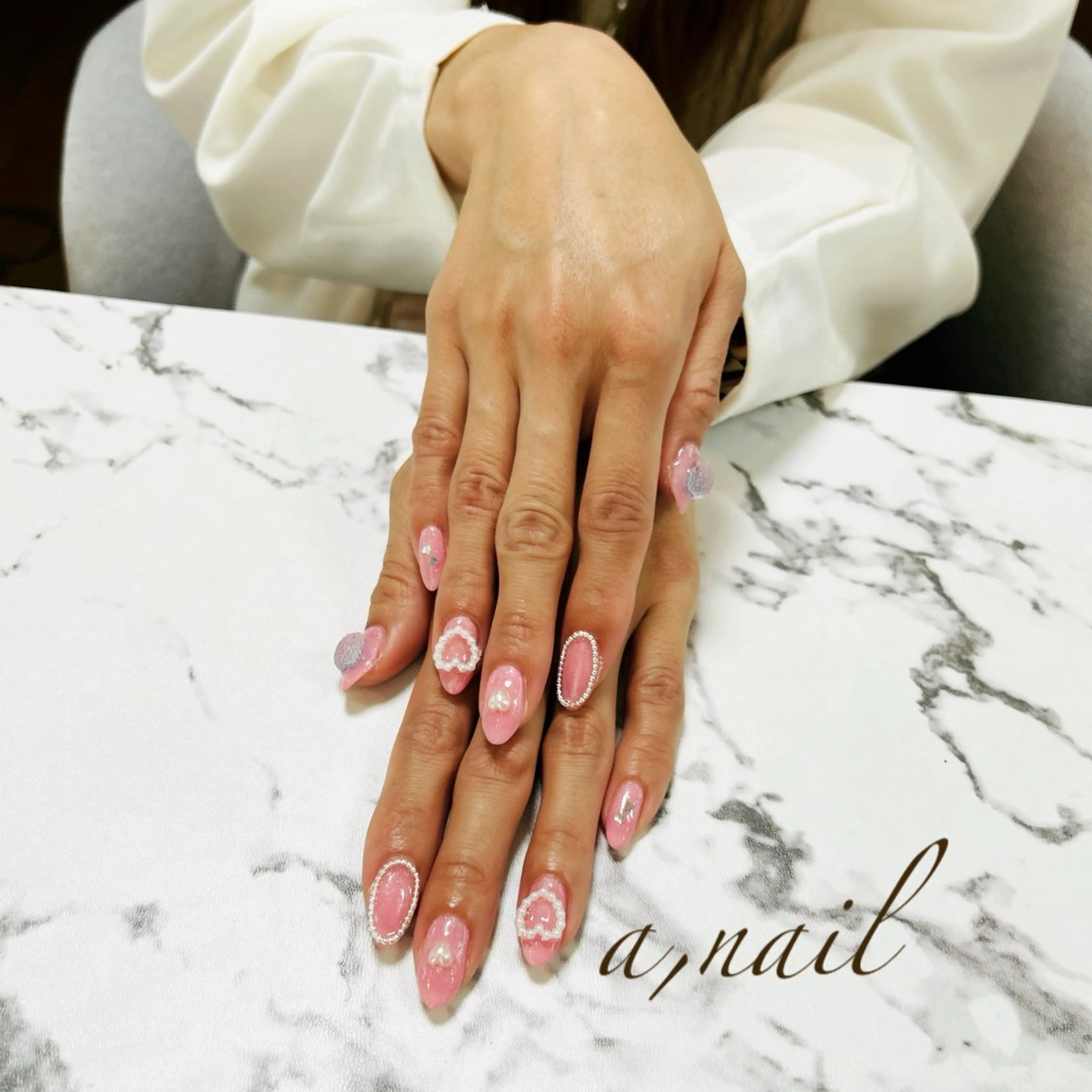 ネイル ハート シンプルネイル ハンドネイル ネイルサロン エーネイルのネイルデザイン