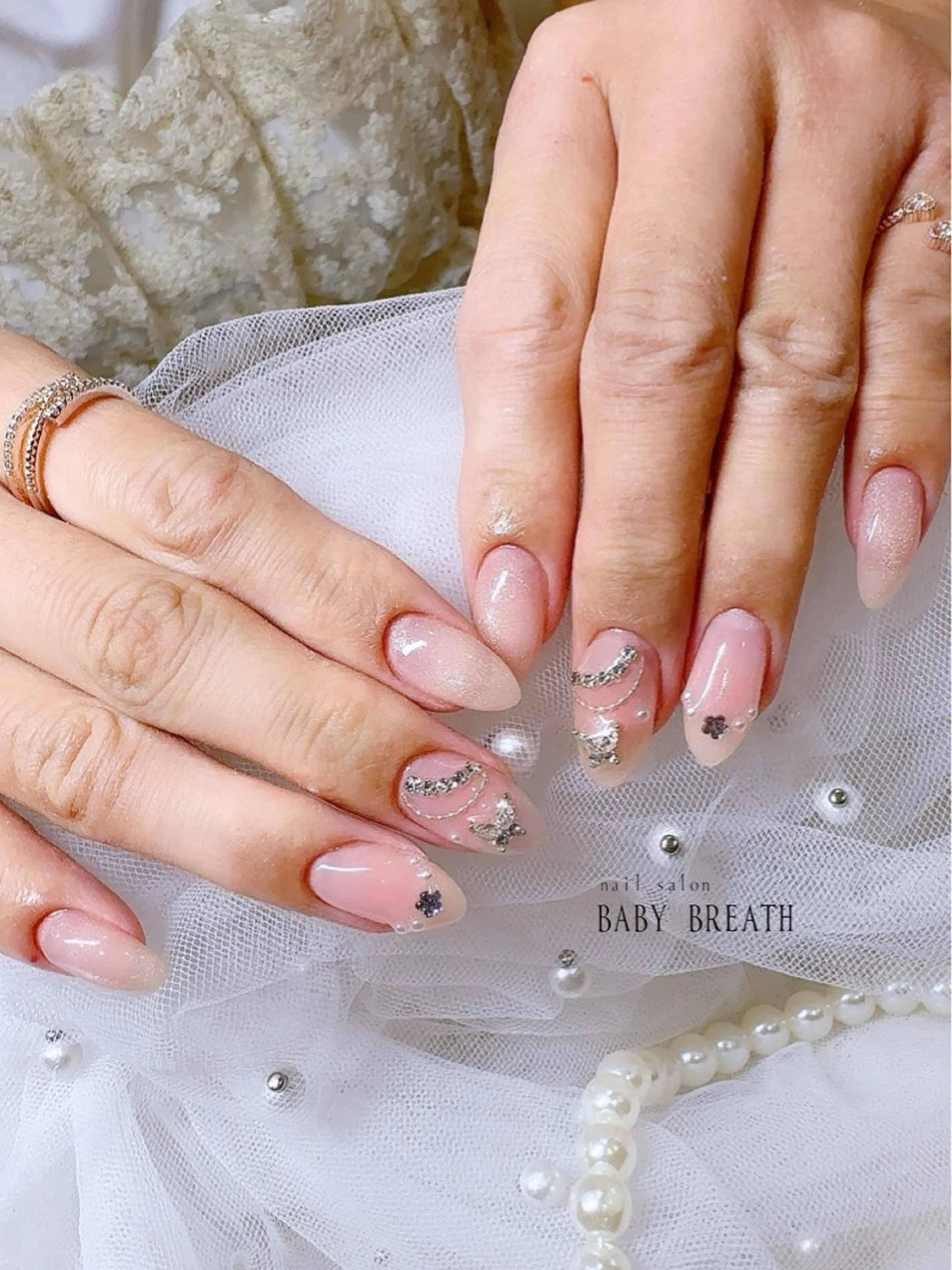 ネイル アートネイル フラッシュネイル フットネイル グラデーション ラメ(グリッター) ハンドネイル BABY  BREATH所属・y natsumiのネイルデザイン