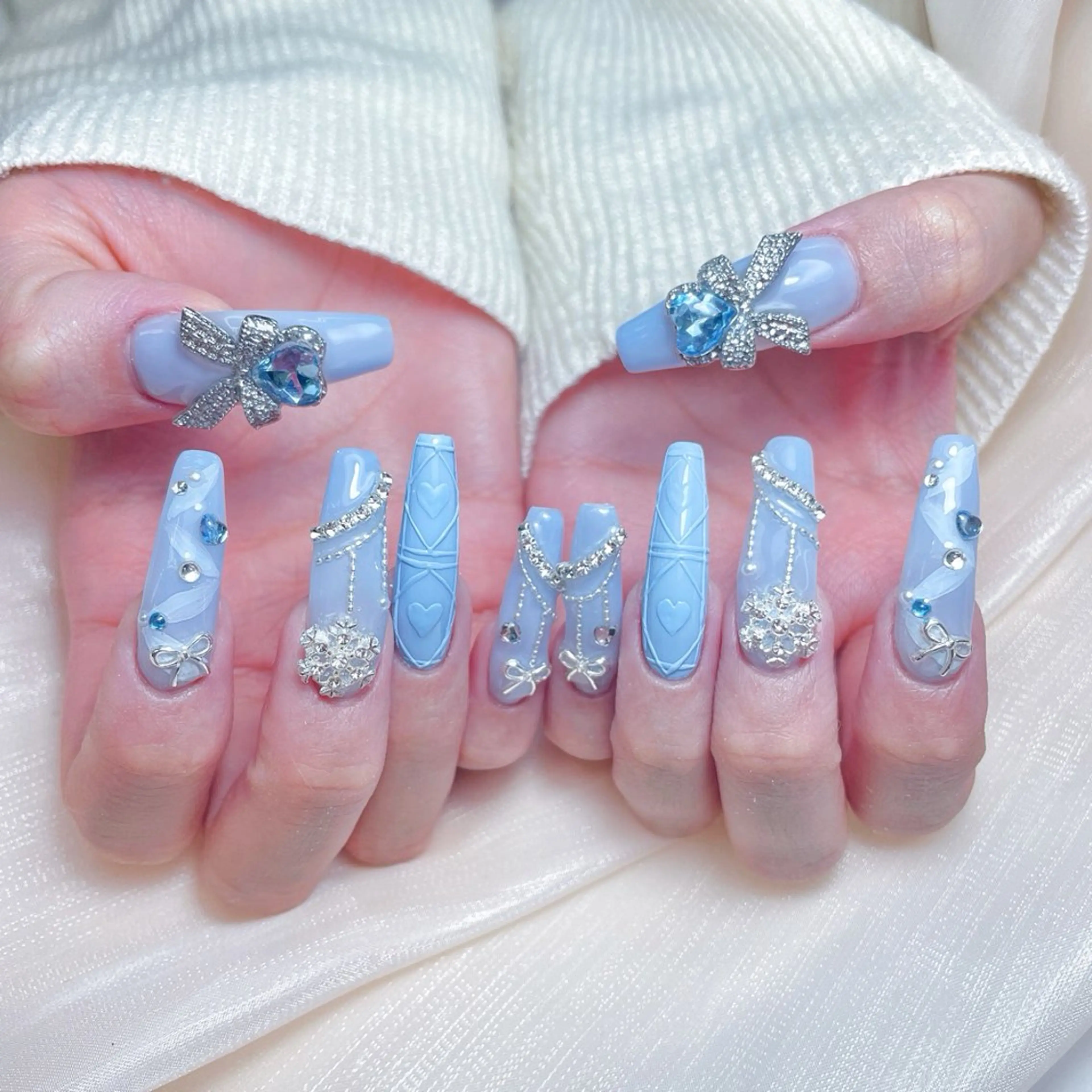 ネイル クリアネイル ロングネイル マグネットネイル 大理石ネイル(マーブル) 春ネイル princess 木戸　唯のネイルデザイン