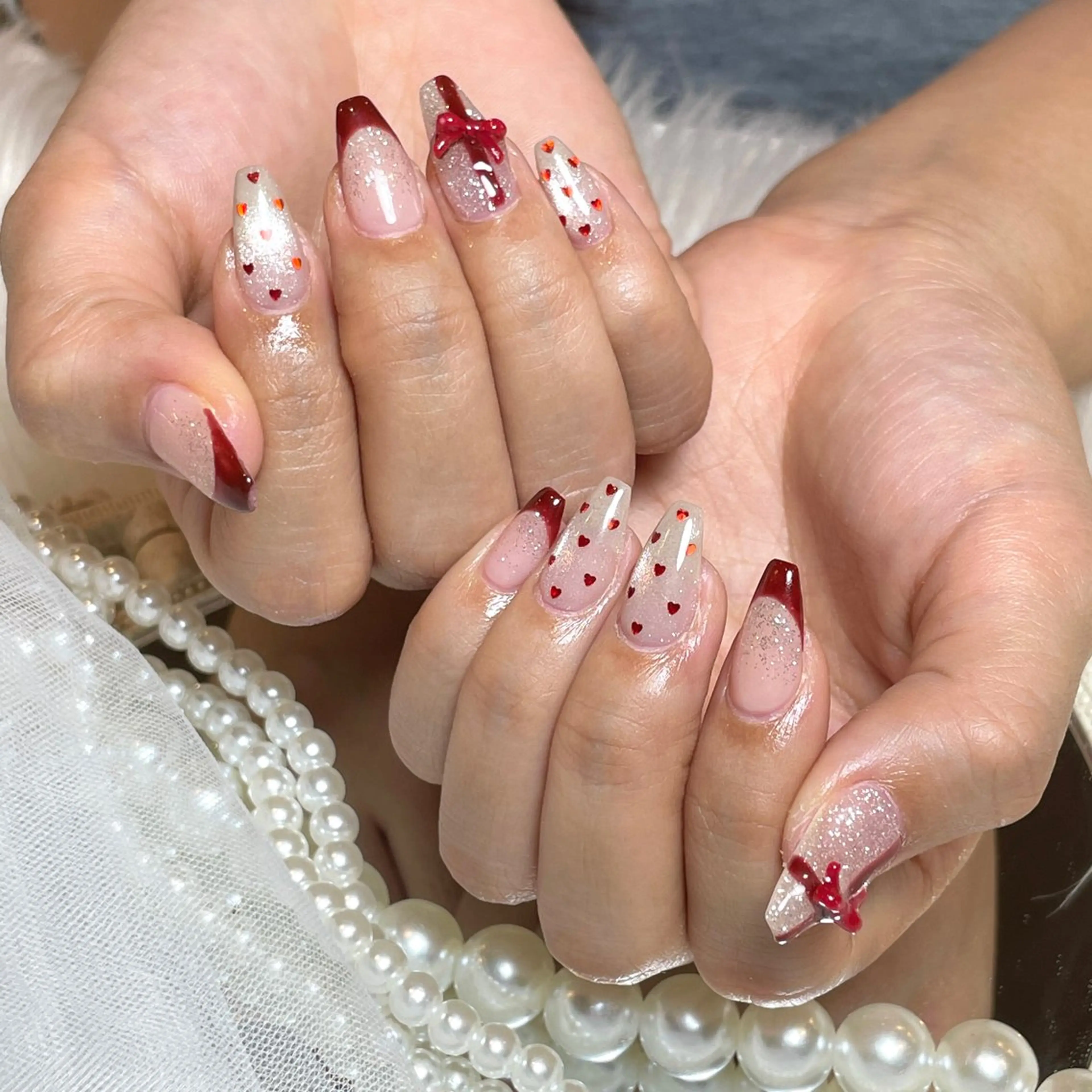 ネイル 持ち込み ストーンネイル ハンドネイル nailsalon Moa【モア】所属・yurika 🌷.*･ﾟのネイルデザイン