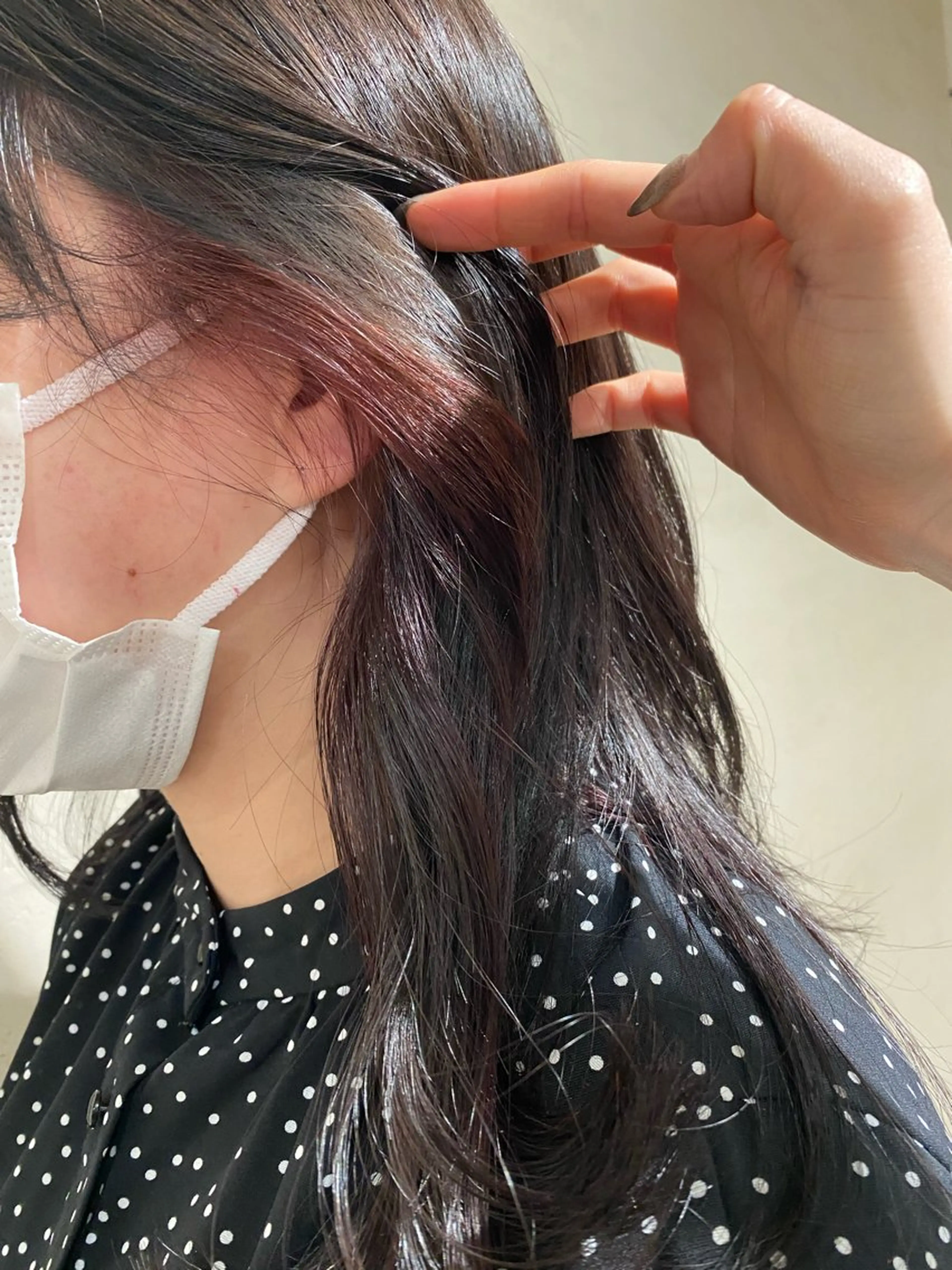 カラー カシス インナーカラー オレンジ オレンジレッド レッドカラー 奥田 伊織/カット無料のヘアスタイル