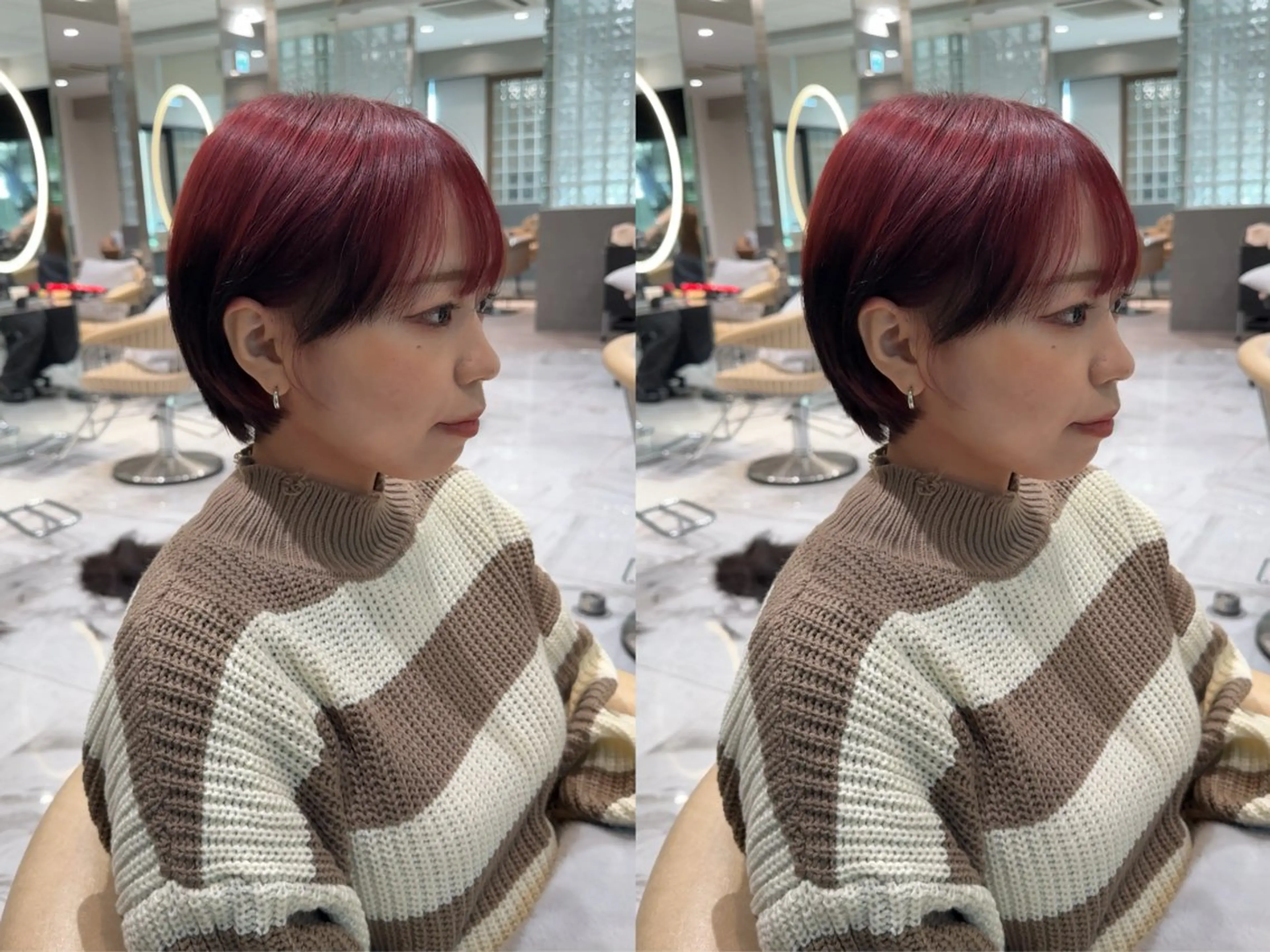 ショート カラー ブリーチ デザインカラー ゆらんちょ/ブリーチ 無w/縮毛矯正/暖色のヘアスタイル