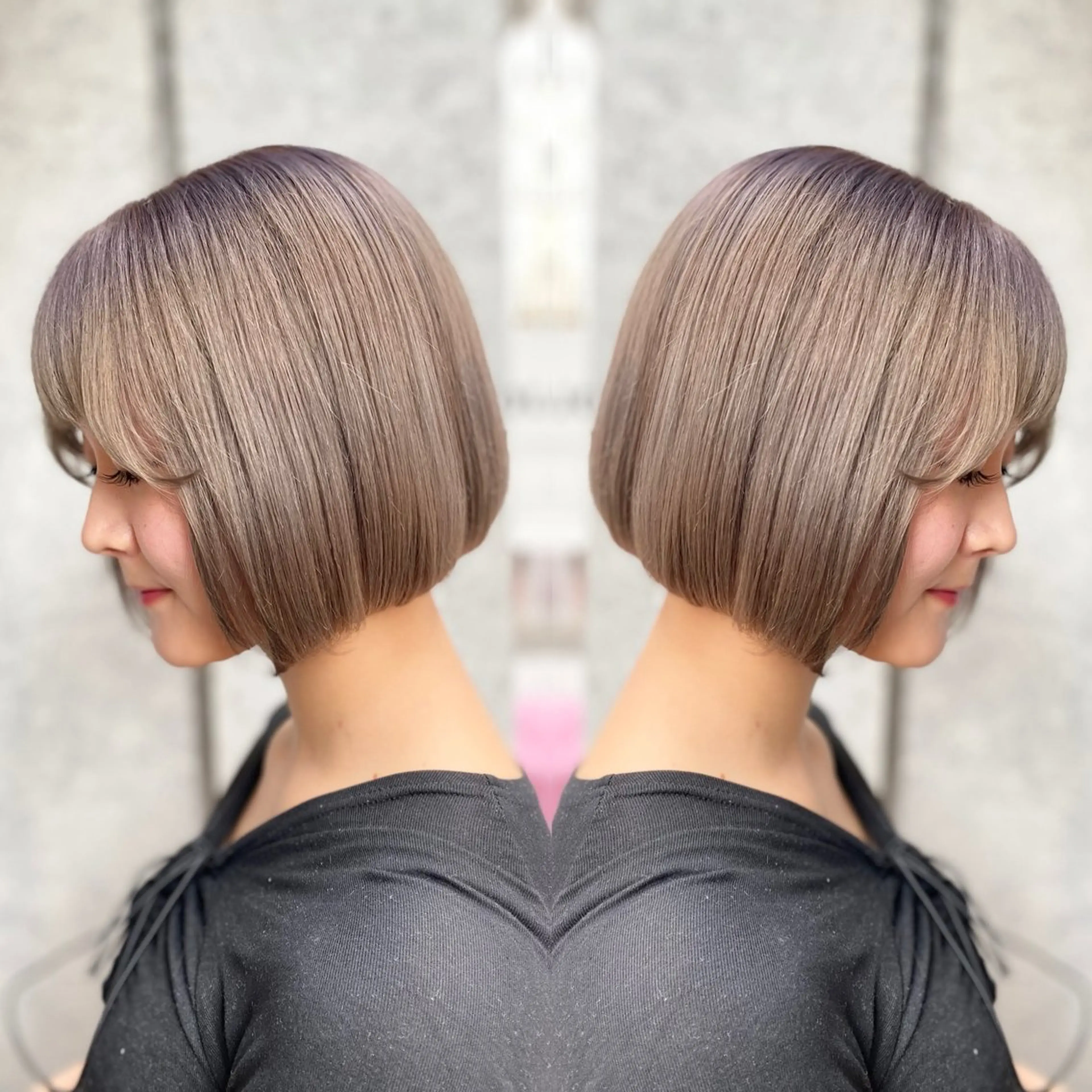ミディアム カラー パーマ ヘアアレンジ ショートボブ アッシュ バレイヤージュ ベージュカラー ブリーチ ヘアカラー トリートメント RecheRche【池袋】所属・👑指名率No.1 👑坂口飛翔のヘアスタイル