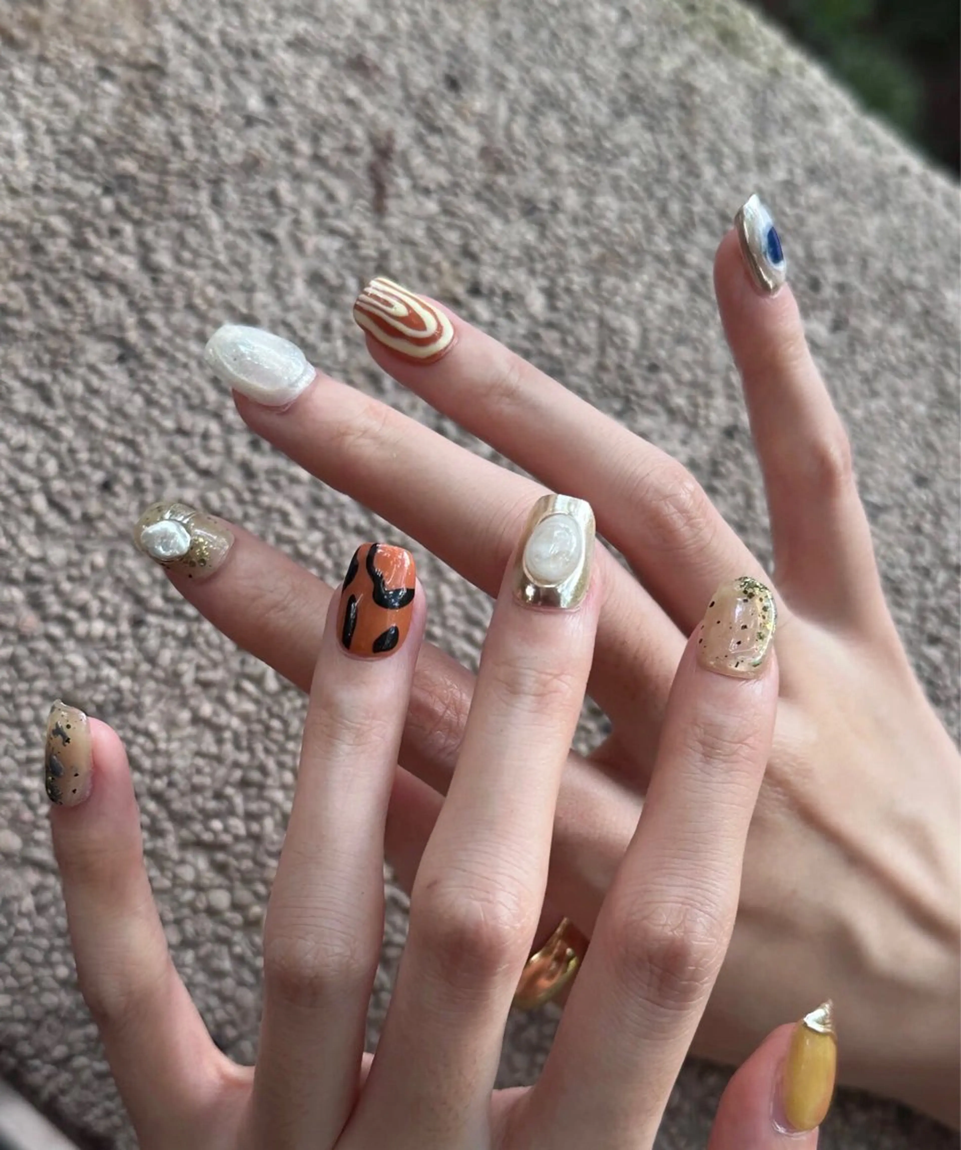 ネイル 持ち込み オレンジ ハンドネイル enju0422所属・谷口 雪のネイルデザイン