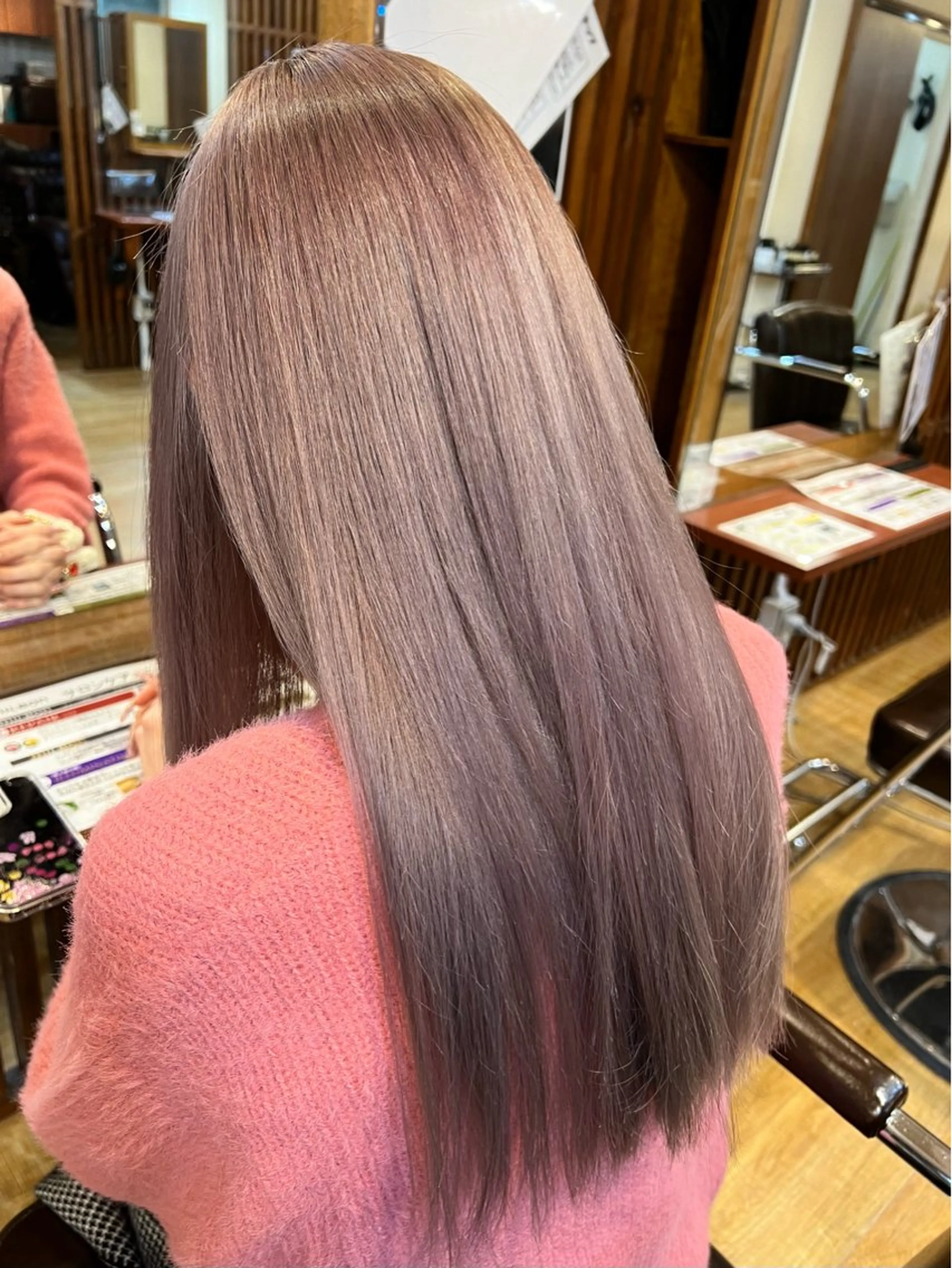 セミロング カラー ヘアカラー ルーツ/ デザイン/ ハイトーン/おこのぎのヘアスタイル