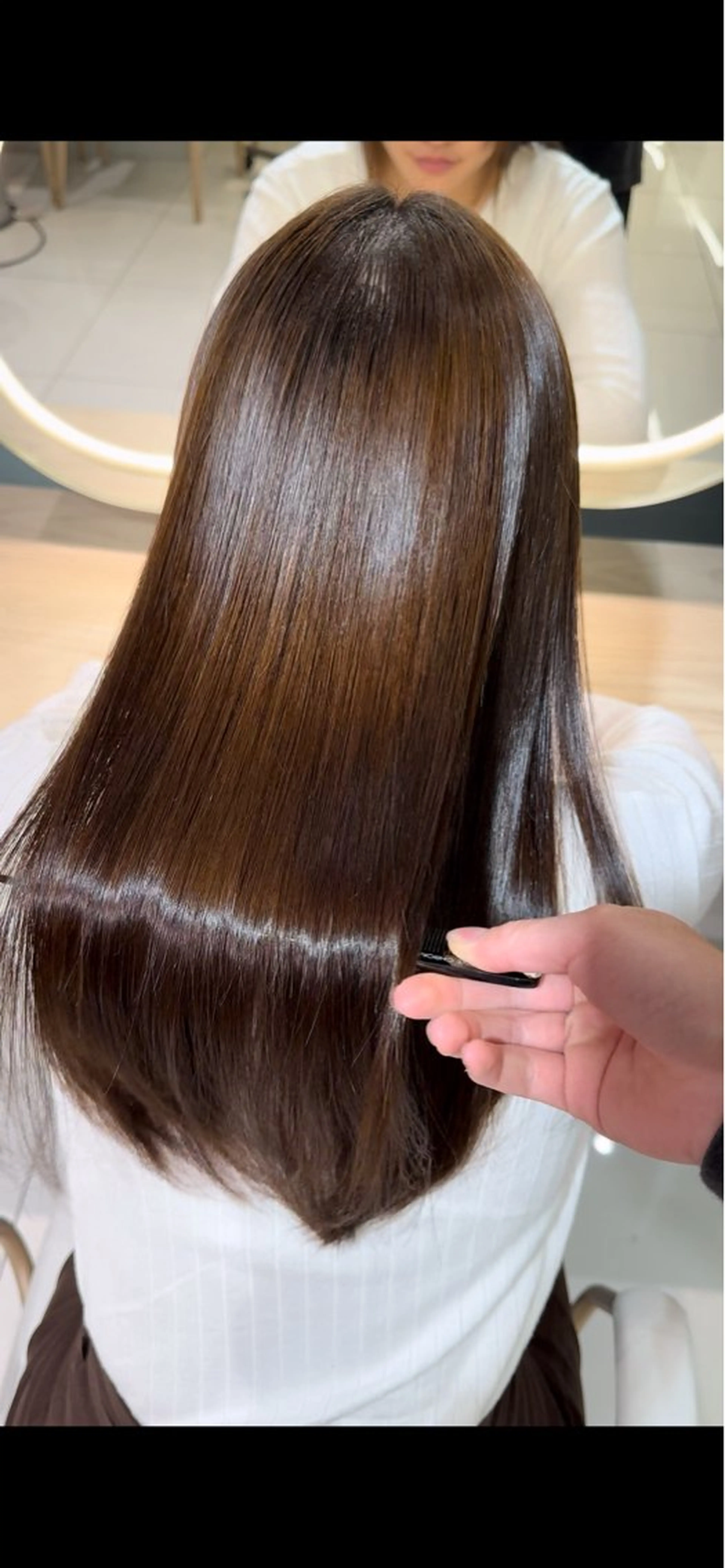 ロング パーマ 縮毛矯正 トリートメント 顔まわりカット/ カラー/西野和裕のヘアスタイル