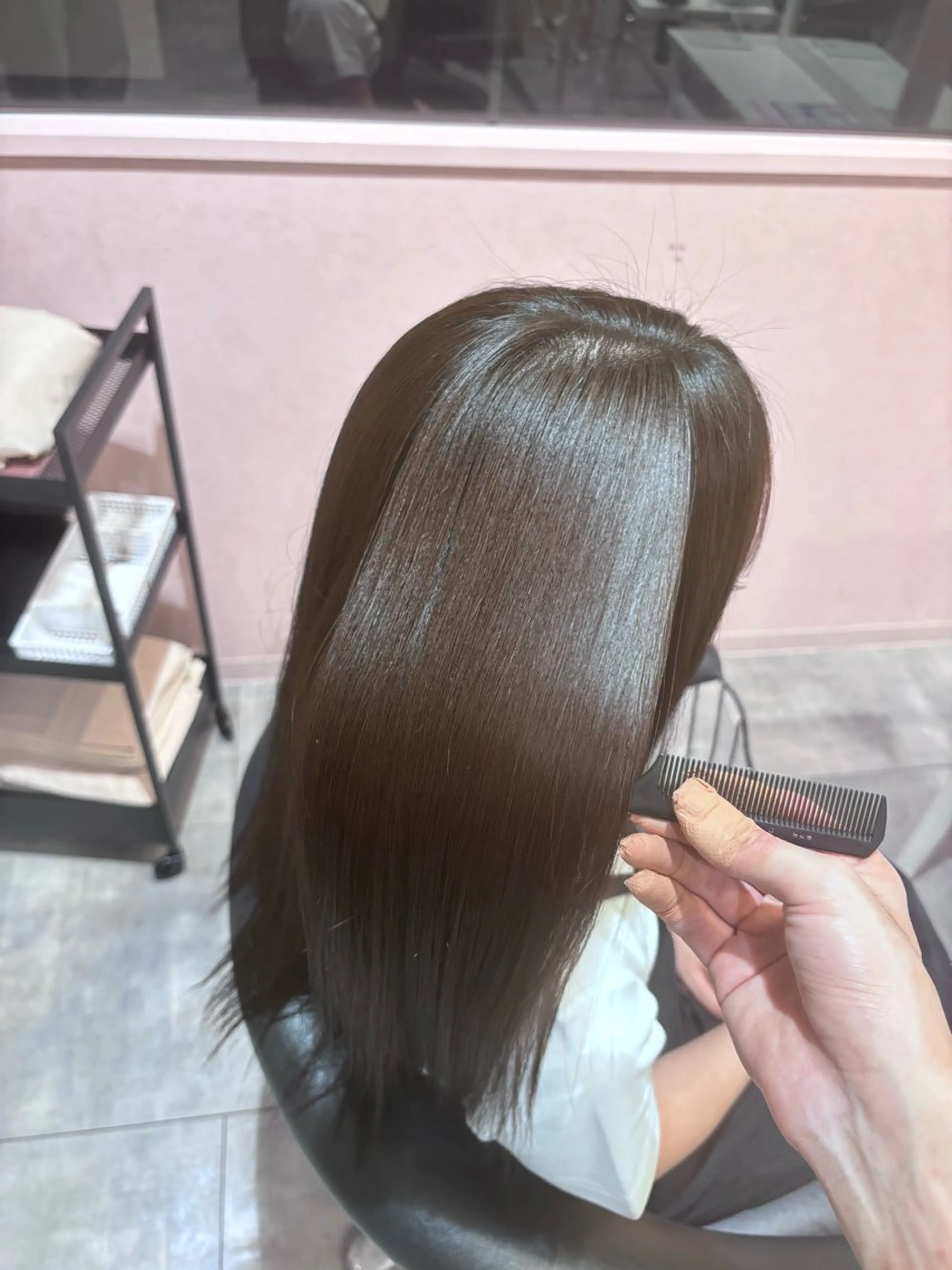 ロング 縮毛矯正 髪質改善 田中大貴のヘアスタイル