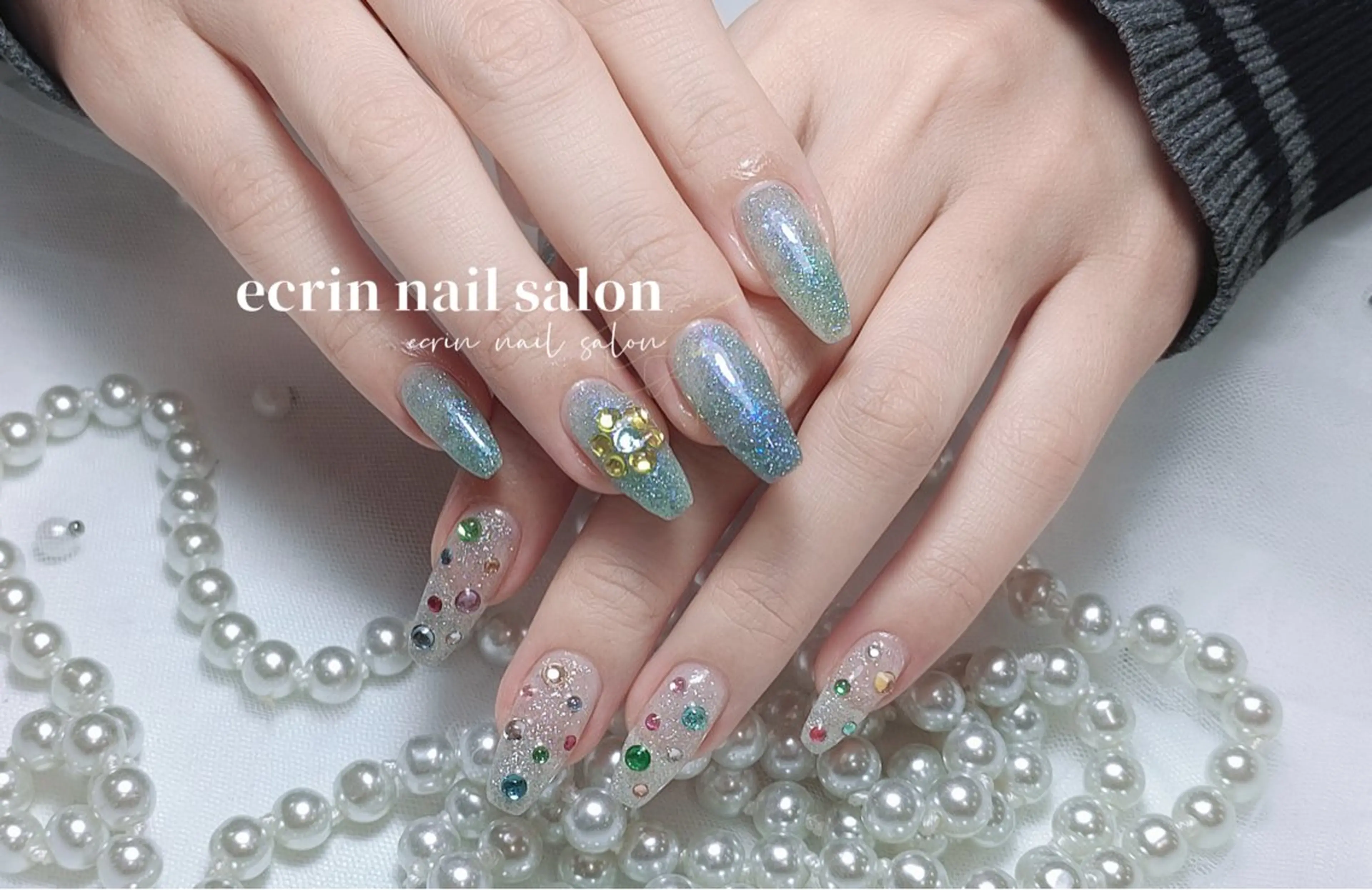 ネイル キラキラネイル マグネットネイル 持ち込み ハンドネイル ハンドケア ecrin nail salon錦糸町のネイルデザイン
