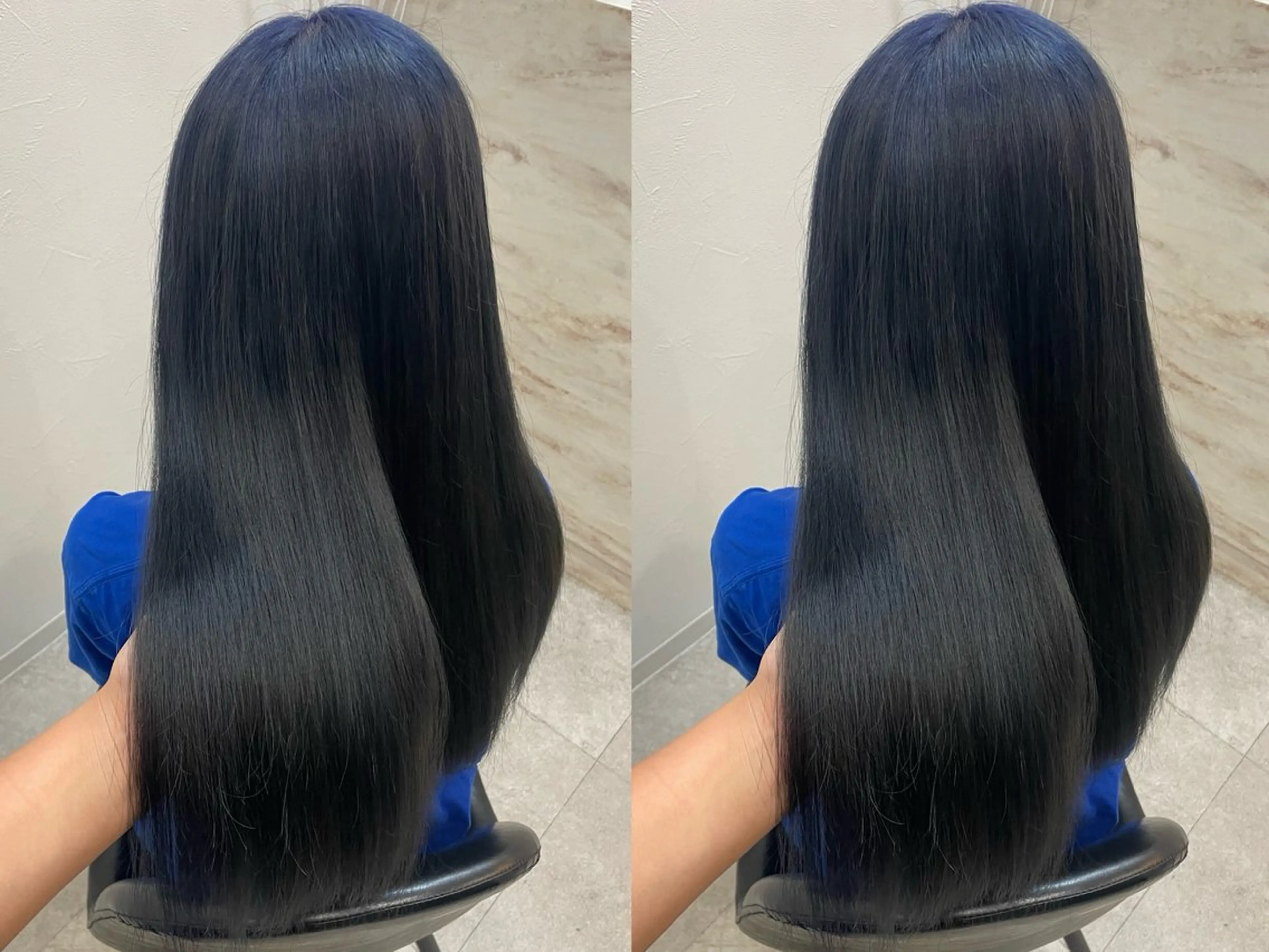 ロング カラー メンズ 黒髪 ブルーカラー ブルーブラック ヘアカラー 🦁おとは🦁 EssbyLovisのヘアスタイル