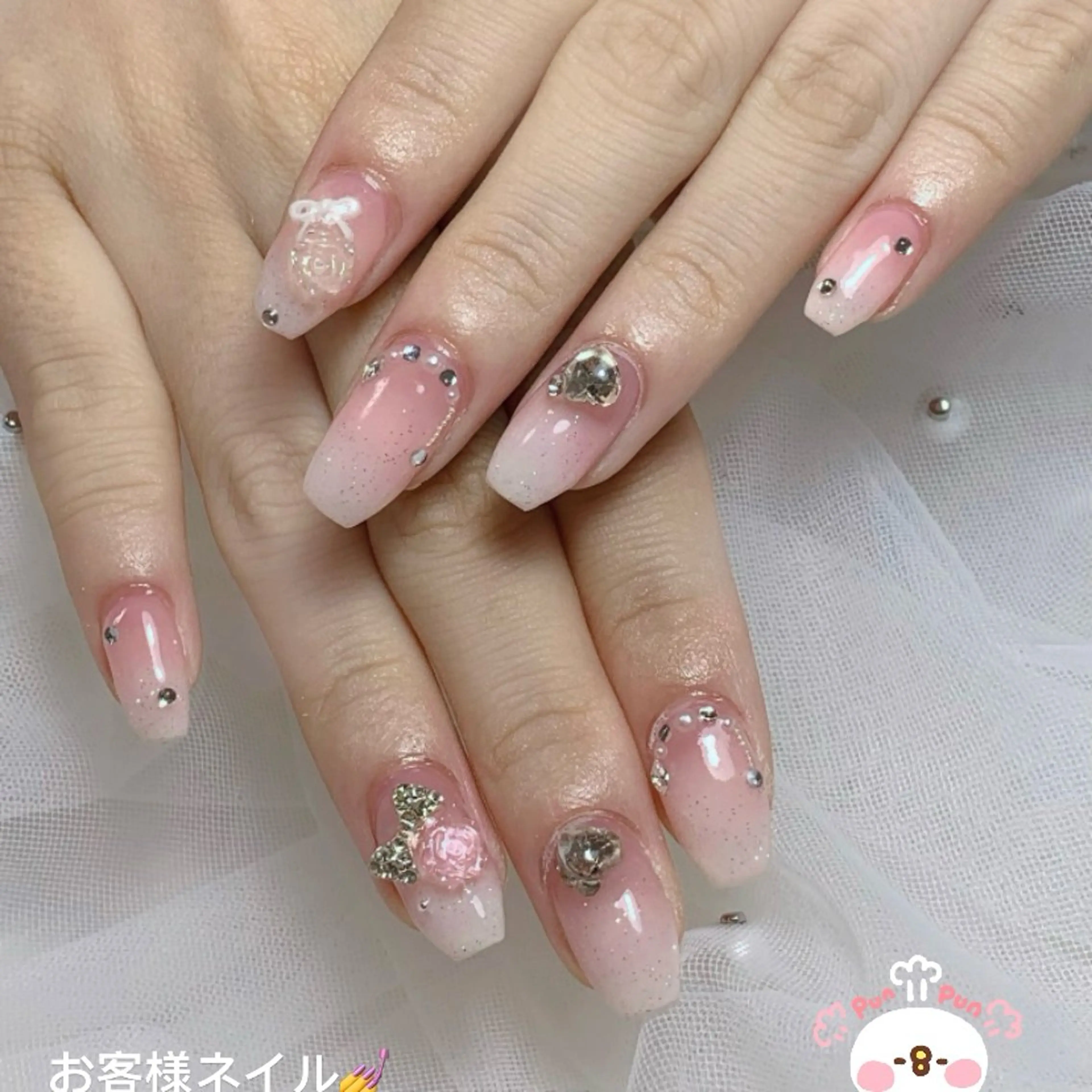 ネイル ハンドネイル Camellia デザイン長さだしのネイルデザイン