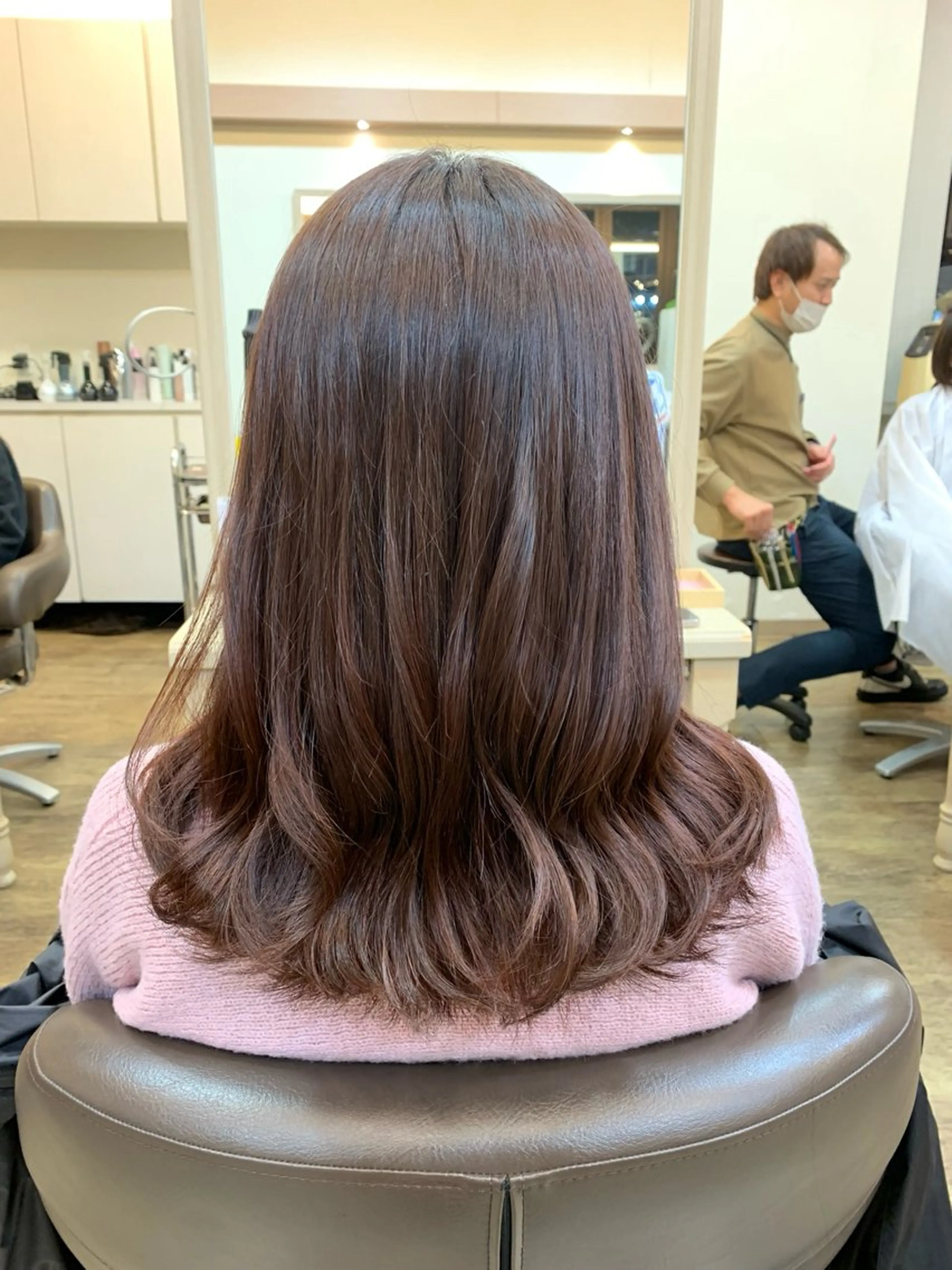 セミロング ピンクブラウン 福原遼華/小顔ショー ト/髪質改善のヘアスタイル