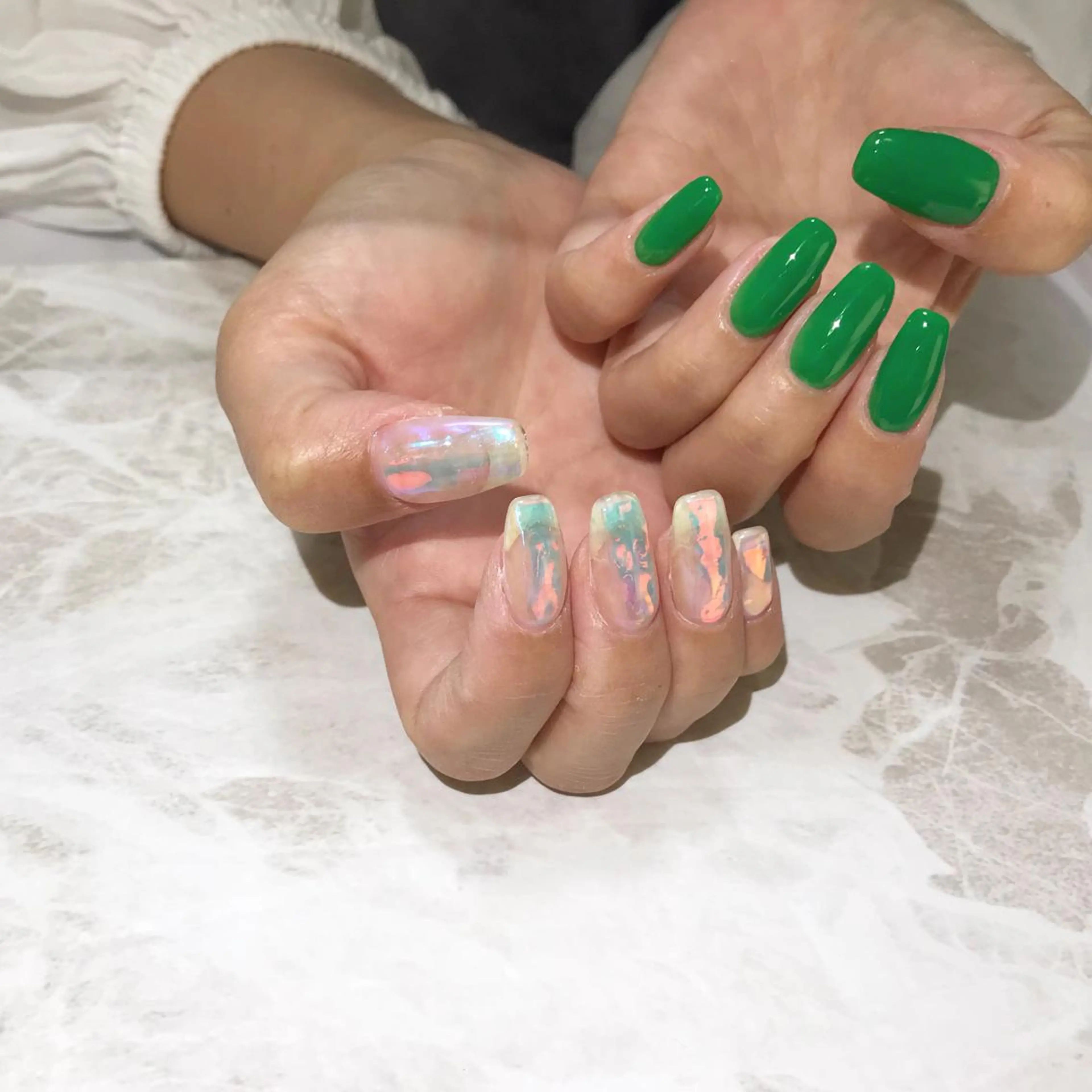 ネイル フットネイル 氷ネイル・うるうるネイル ニュアンスネイル シンプルネイル 春ネイル ネイル フフラ所属・nail fufla ♡yamane♡のネイルデザイン