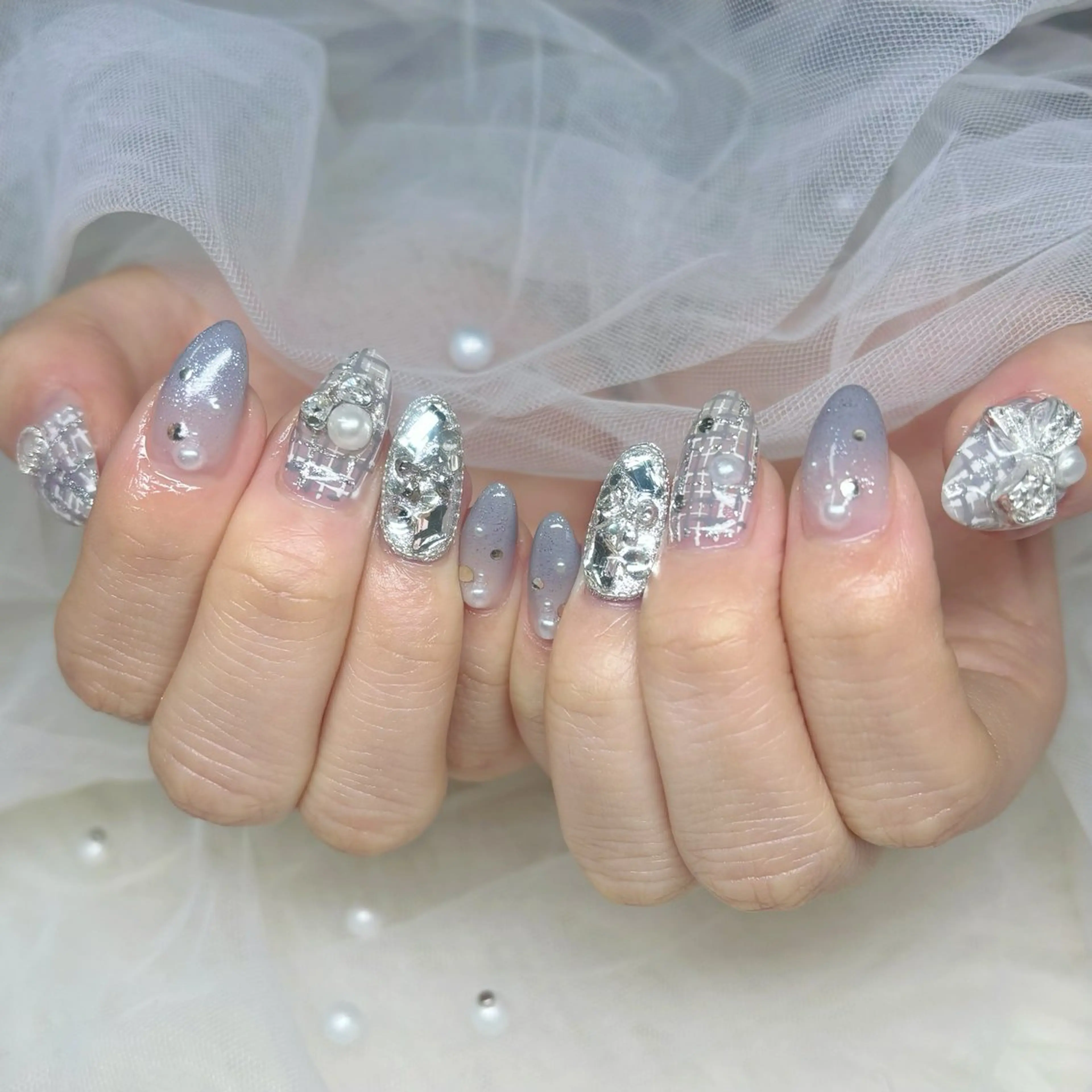 ネイル 成人式 ハンドネイル Yuna🩵 RE:N.Nailのネイルデザイン