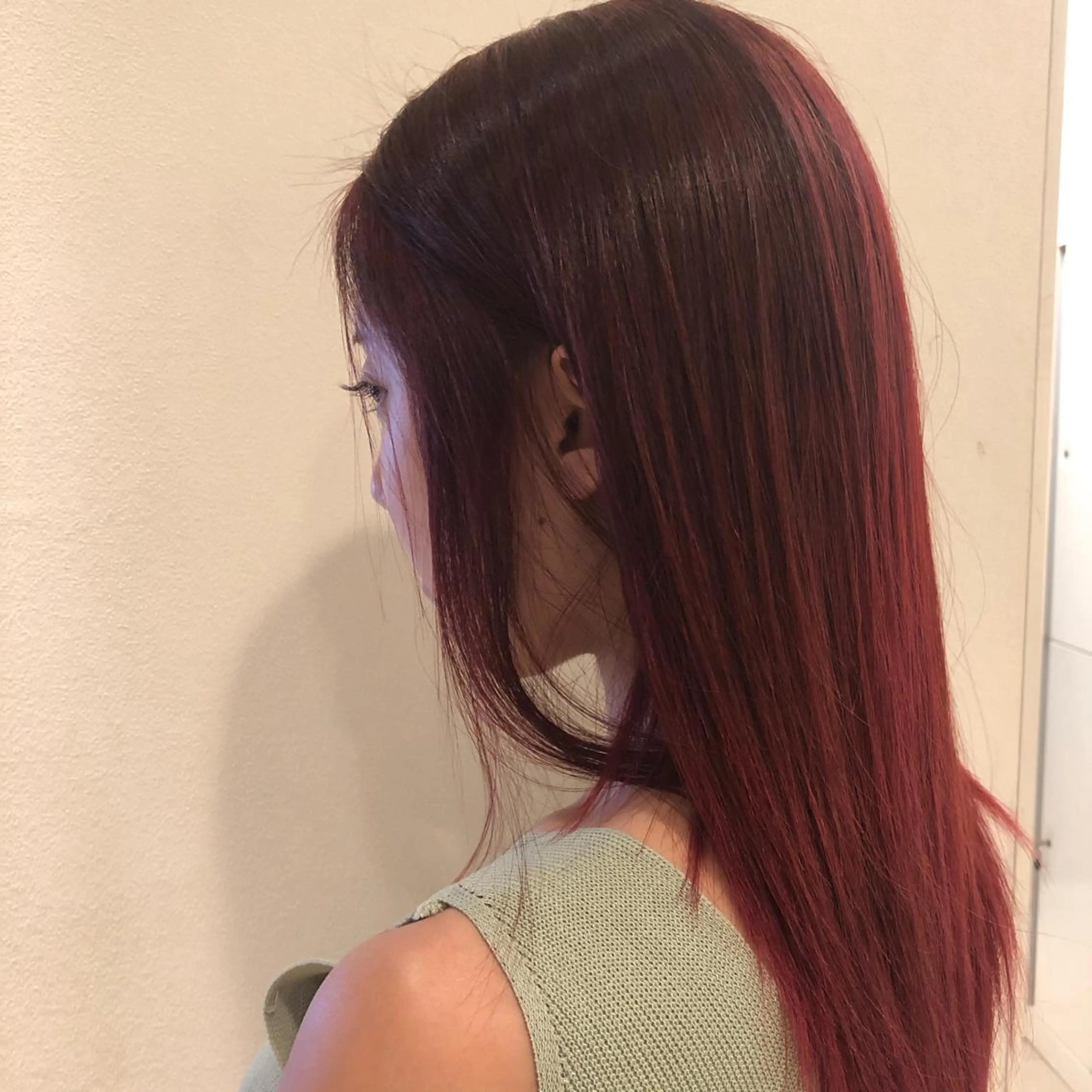 ロング カラー ボルドーカラー 森本　舞✴︎ 似合わせパーマのヘアスタイル