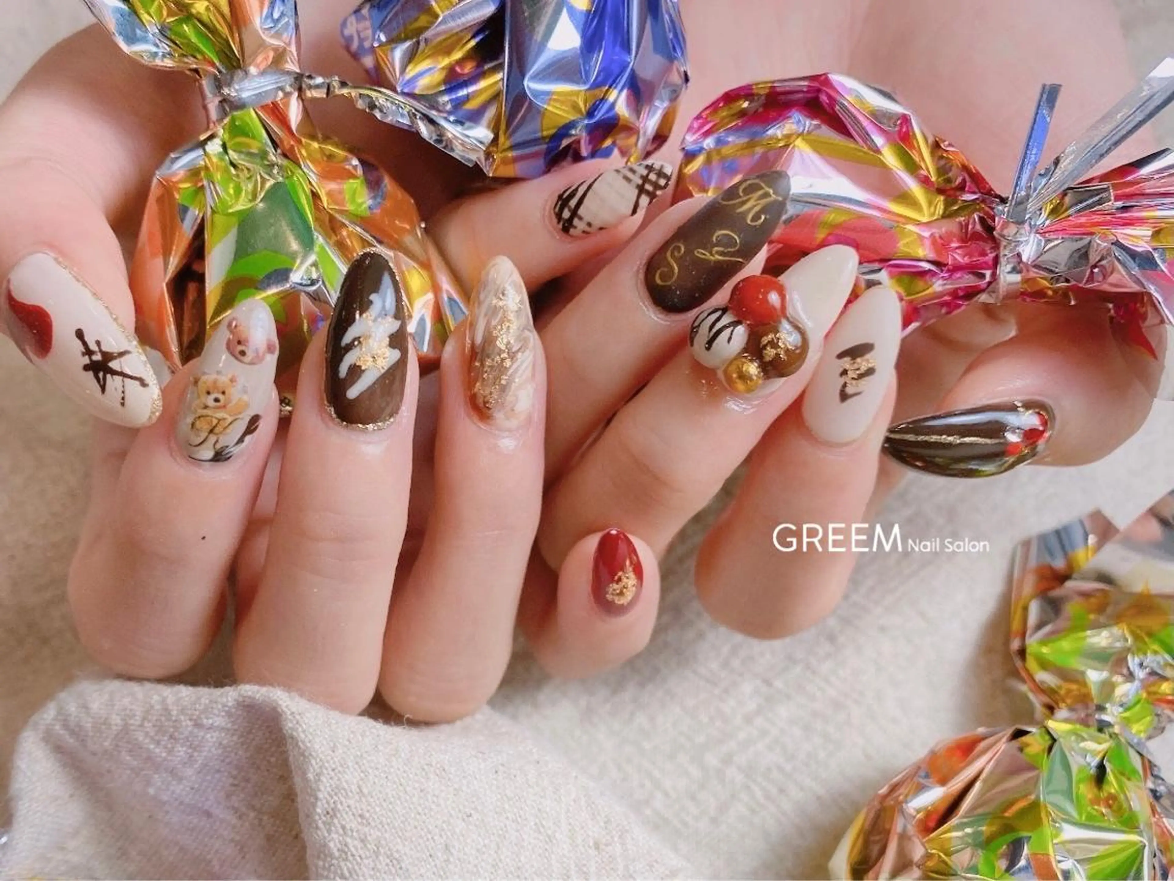 ネイル ハート バレンタイン GREEM グリームのネイルデザイン