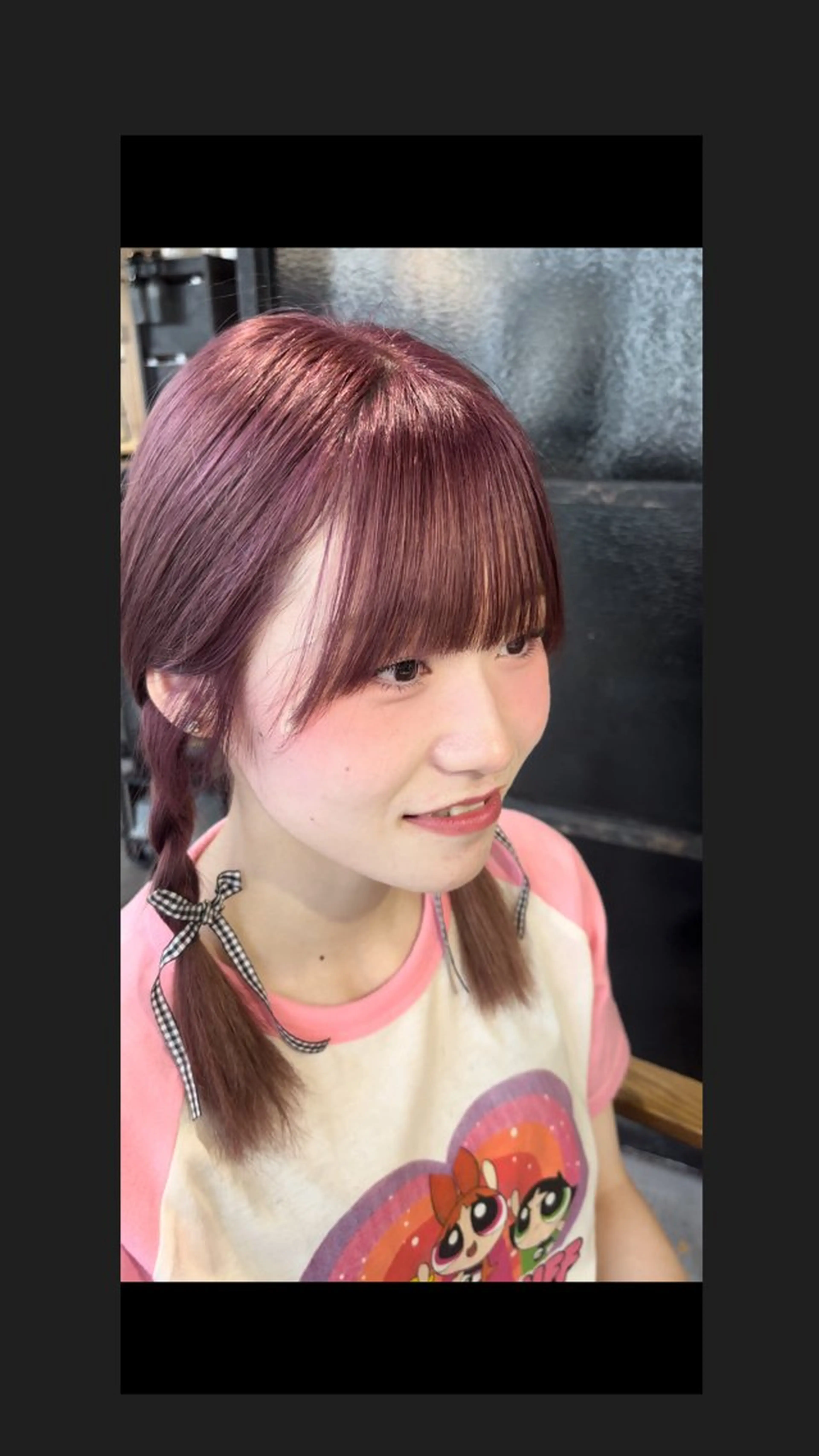 カラー ラベンダーカラー ピンクカラー ピンクラベンダー ブリーチなしWカラー あずさのヘアスタイル