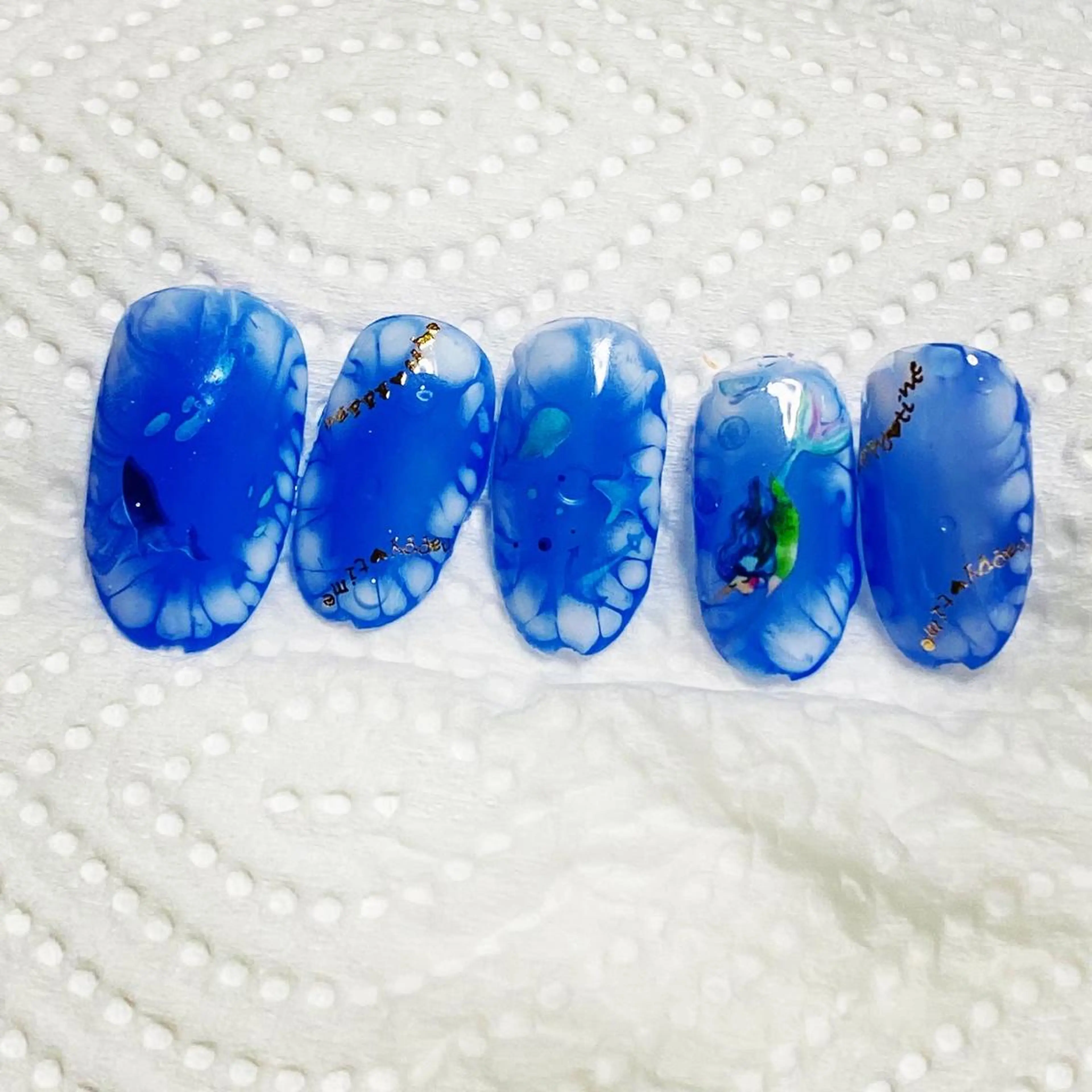 ネイル ブルー 自宅ネイルサロン ♦️nuance♦️のネイルデザイン