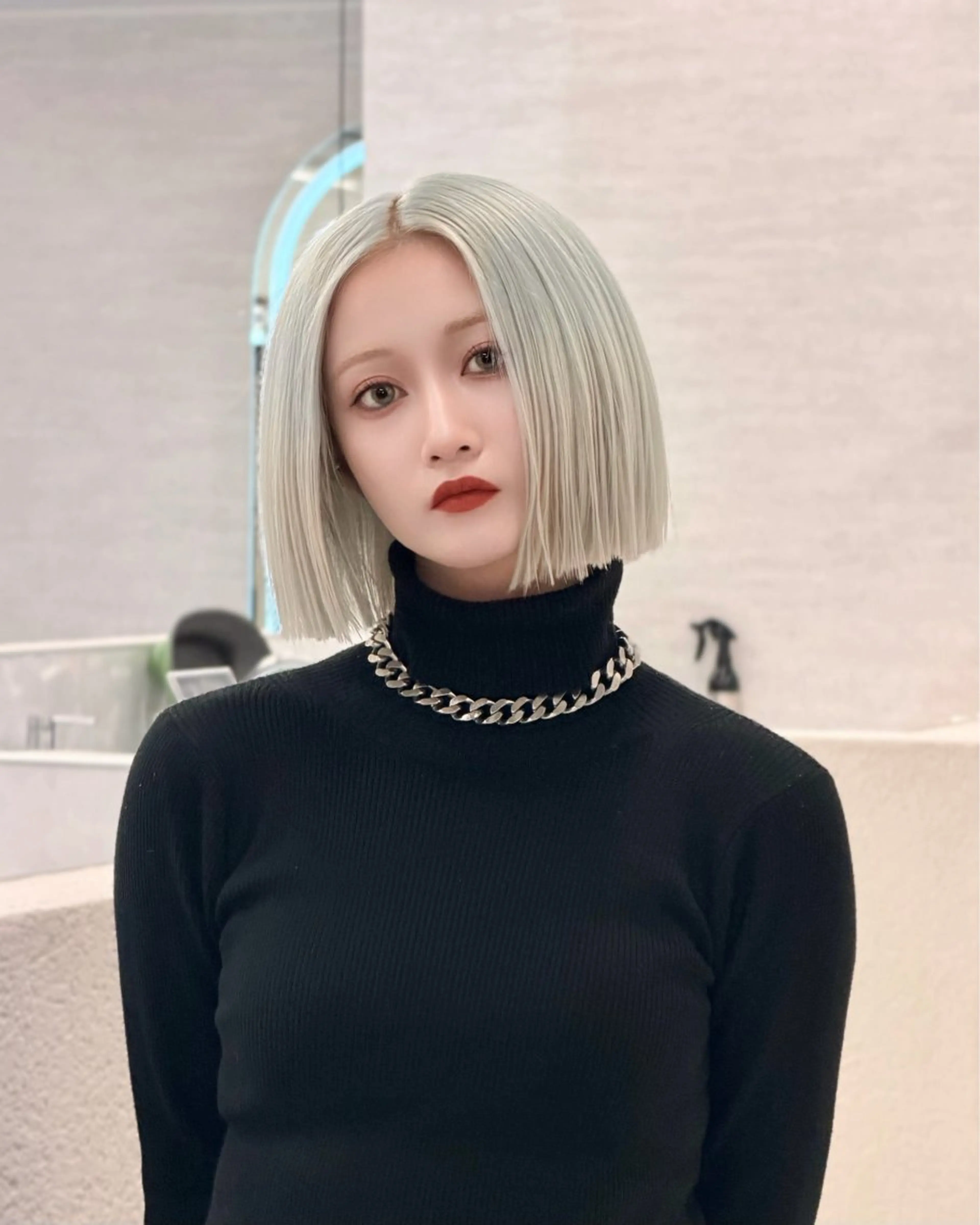 ミディアム カラー ハイトーンカラー ボブ 韓国風ヘア 韓国メンズヘア☆ 韓国ボブYUTOのヘアスタイル