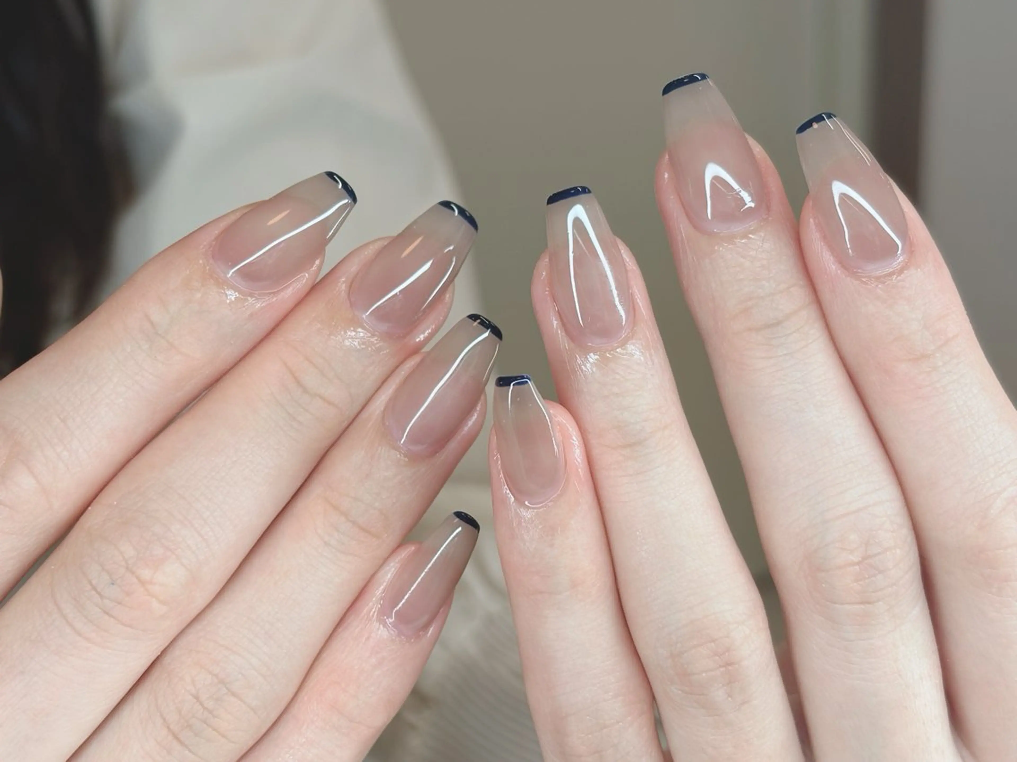 ネイル オーロラネイル ブルー チークネイル フットネイル フレンチネイル NAILS168 大家店のネイルデザイン