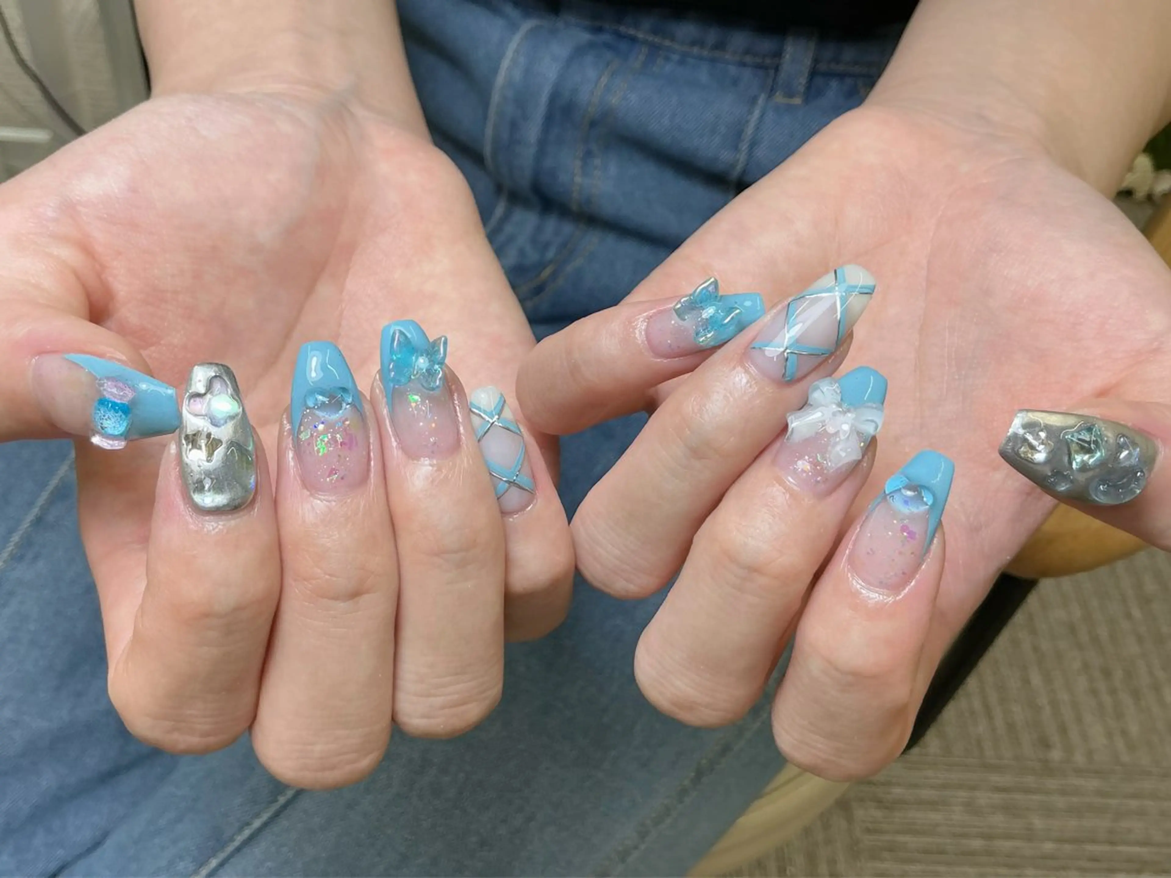 ネイル オーロラネイル チークネイル 長さ出し フットネイル フレンチネイル ハンドネイル ハンドケア J&C Nail Salon吉祥寺所属・YU KIのネイルデザイン