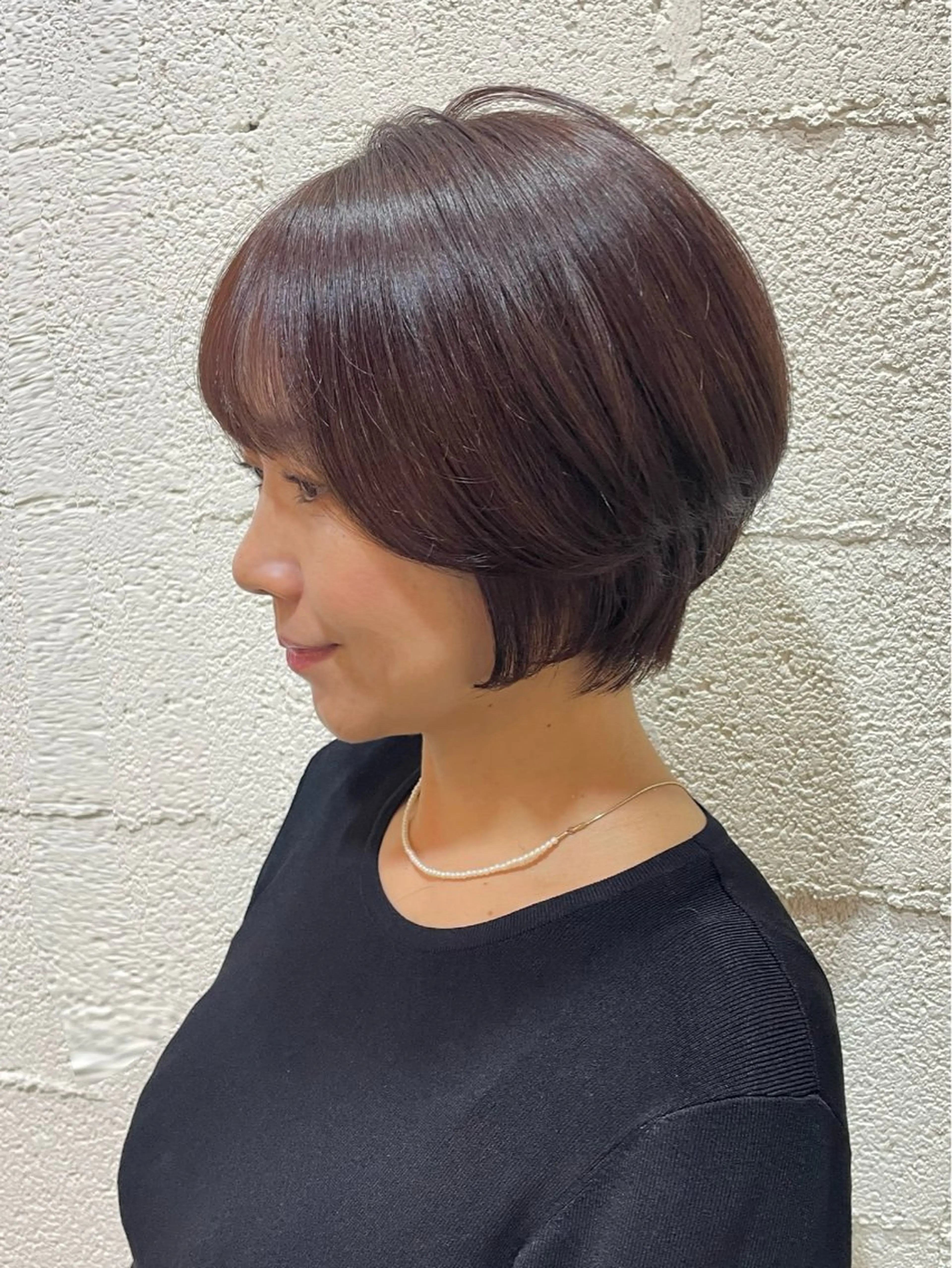 ショート カラー ベージュカラー ピンクカラー ピンクベージュ ショートヘア カット ヘアカラー トリートメント 艶カラー/ハイトーン Anjuのヘアスタイル