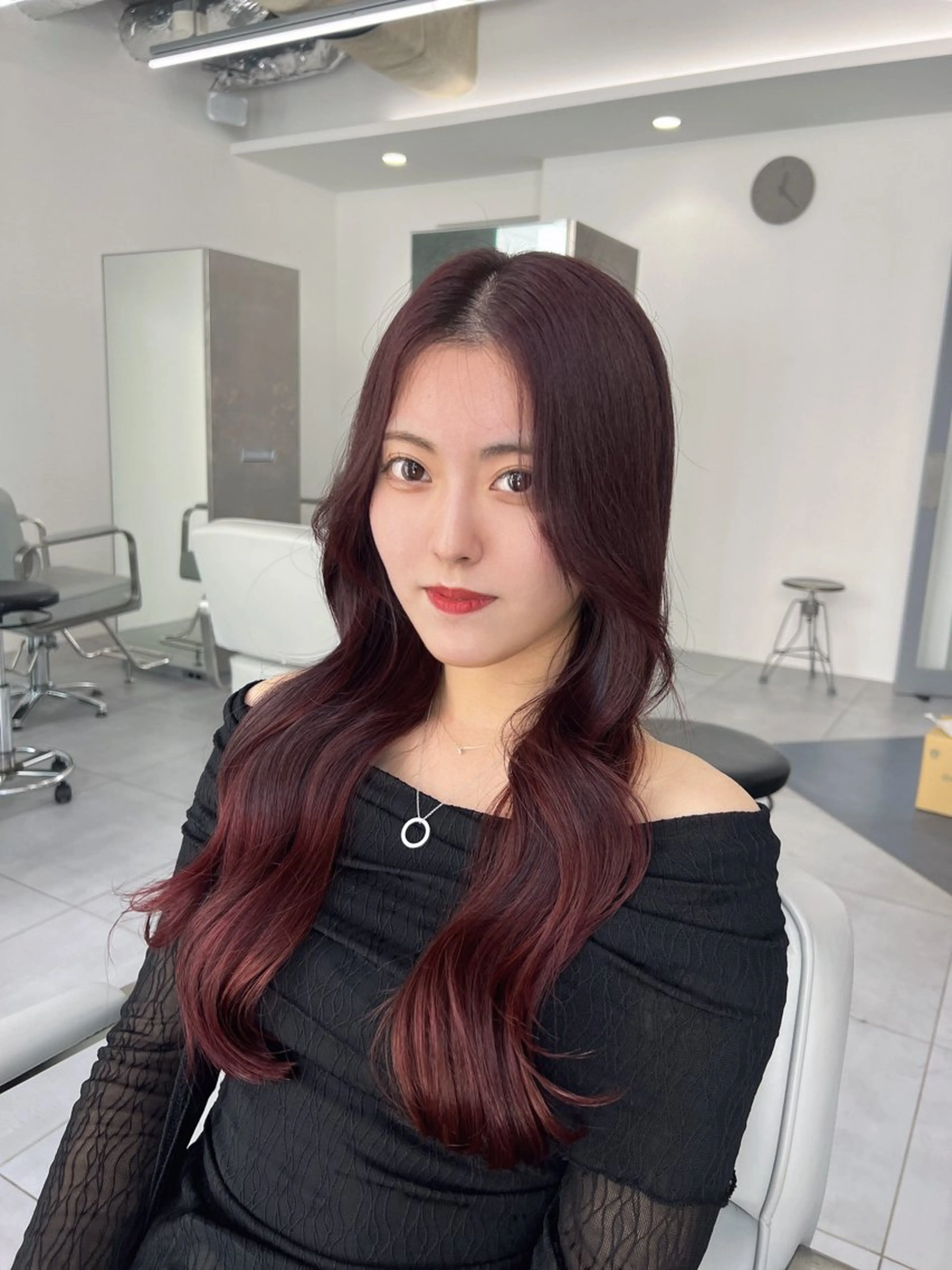 ロング カラー カット ヘアカラー トリートメント 韓国/顔周り/透明感 /レイヤー/ひなたのヘアスタイル
