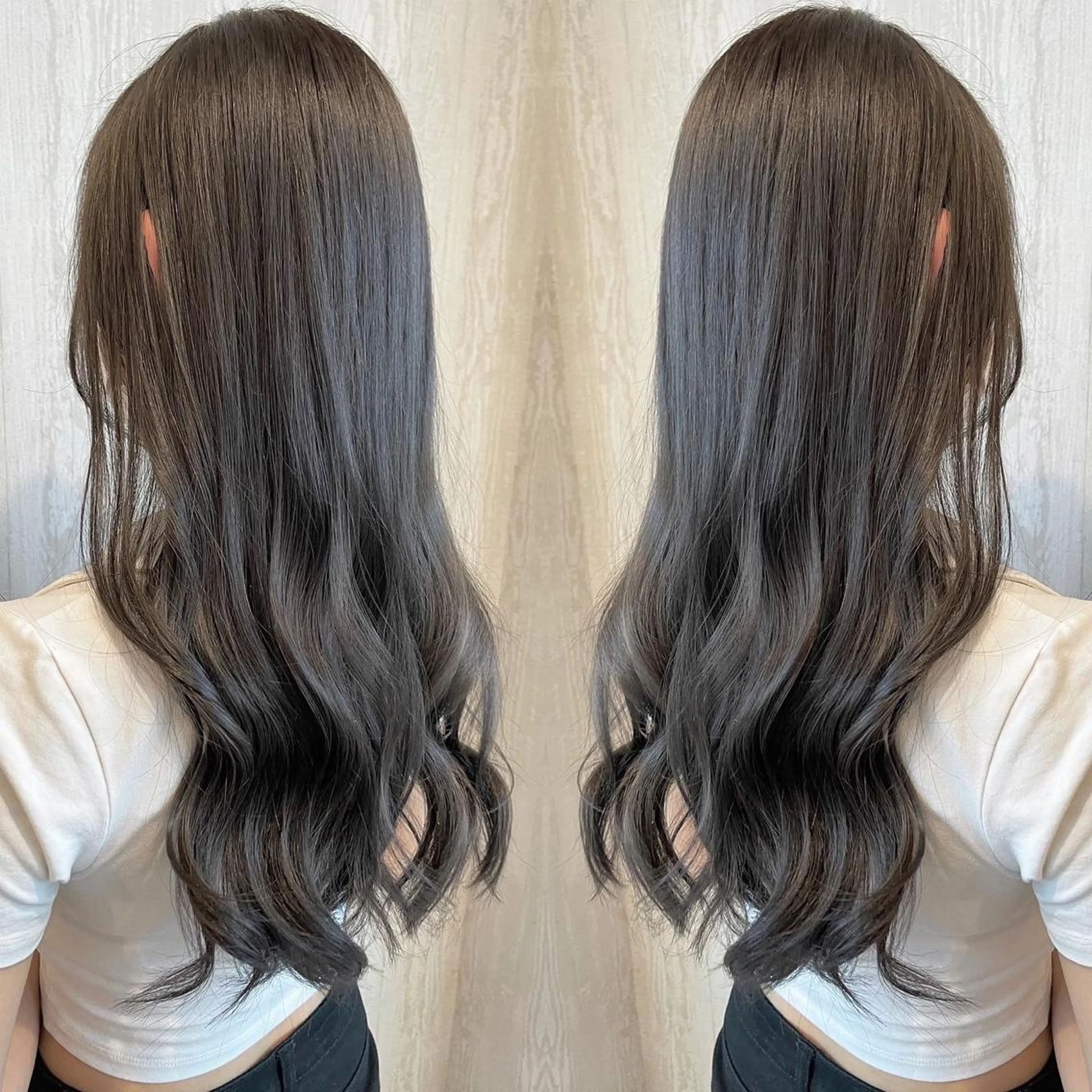 ロング カラー アッシュ ベージュカラー ブリーチ ケアブリーチ ケアカラー カット ヘアカラー トリートメント 河合秀明/ショート /ボブ/レイヤーのヘアスタイル