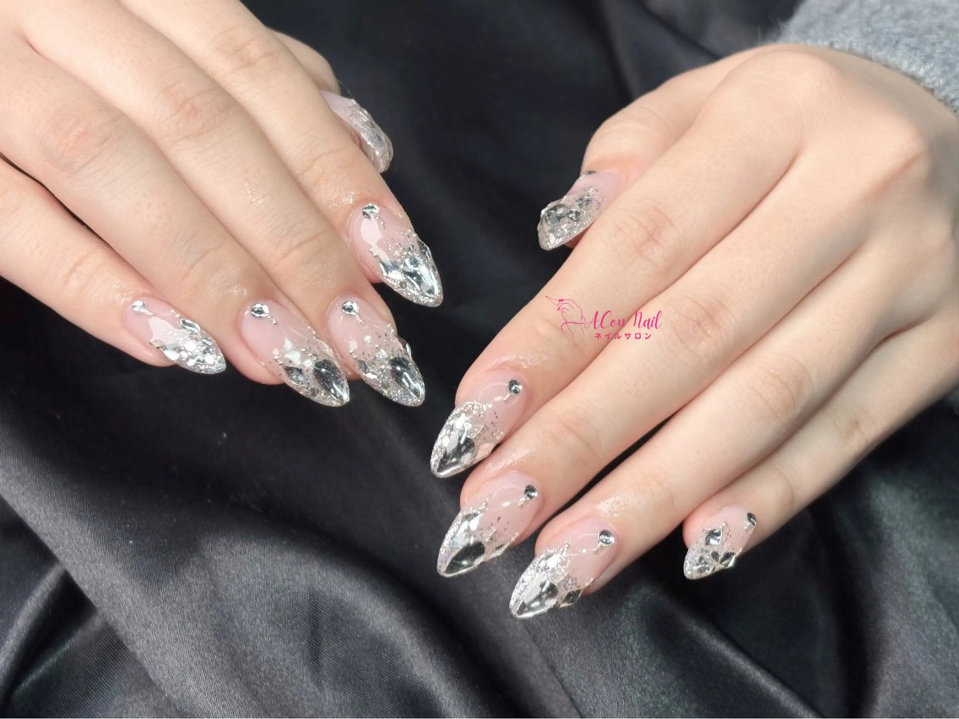 ネイル 桜ネイル 長さ出し フラワーネイル フレンチネイル ジェルネイル ハンドネイル AConNailSalon所属・ACon NailSalonのネイルデザイン