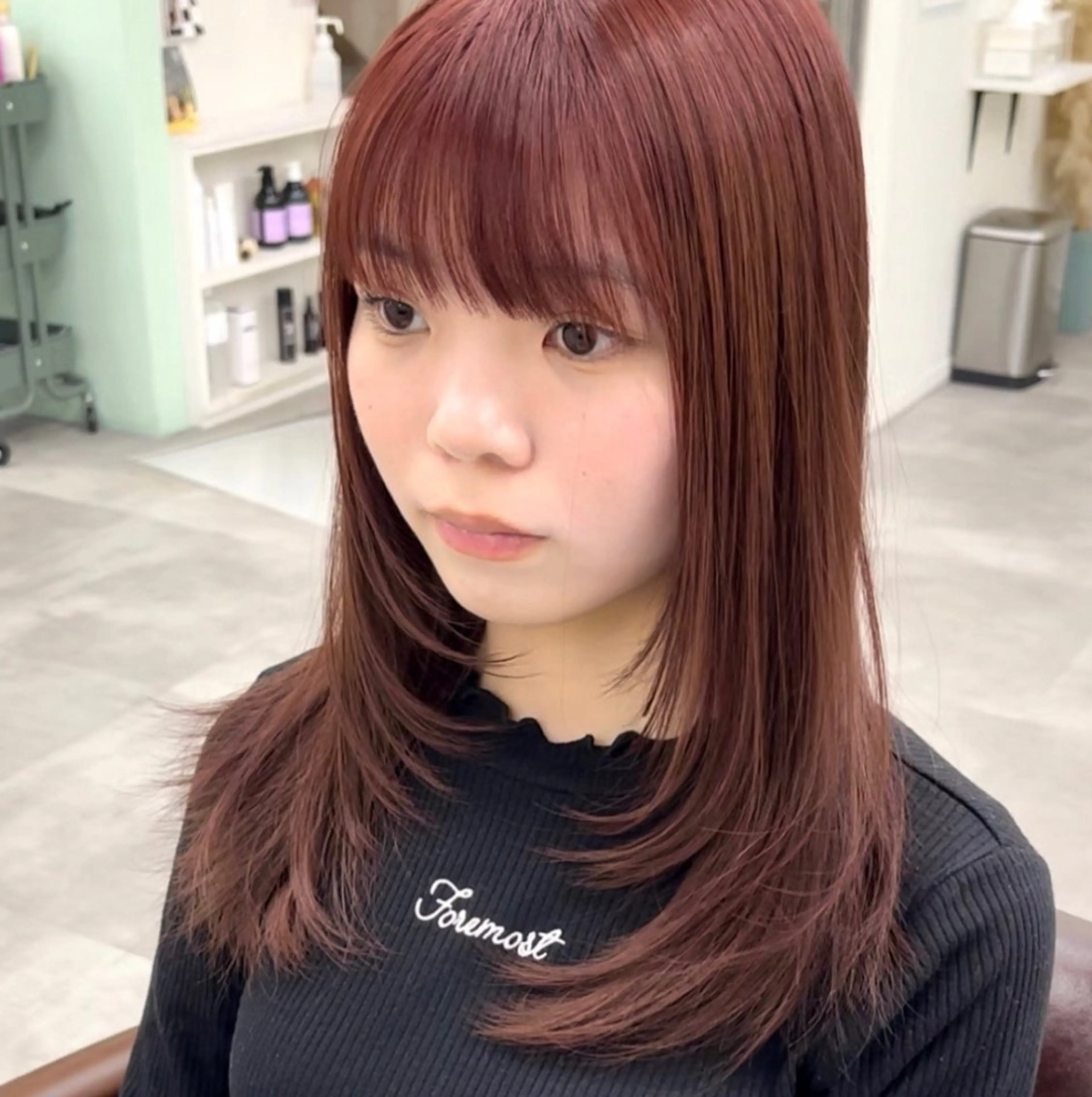 ロング カラー ピンクカラー カット ヘアカラー トリートメント 天王寺髪質改善なら よしみさん✨のヘアスタイル