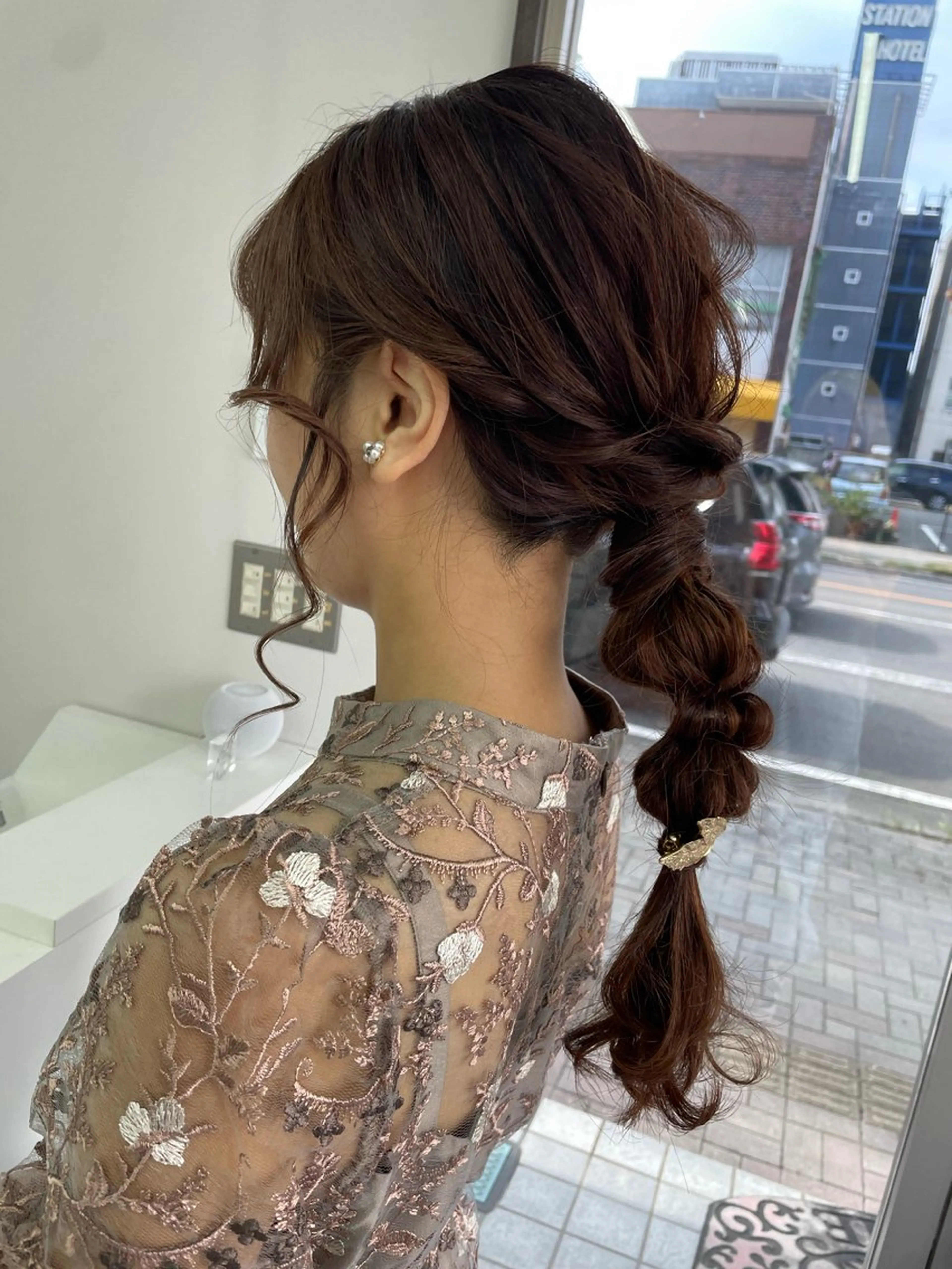 ロング ヘアアレンジ オノ アカネのヘアスタイル