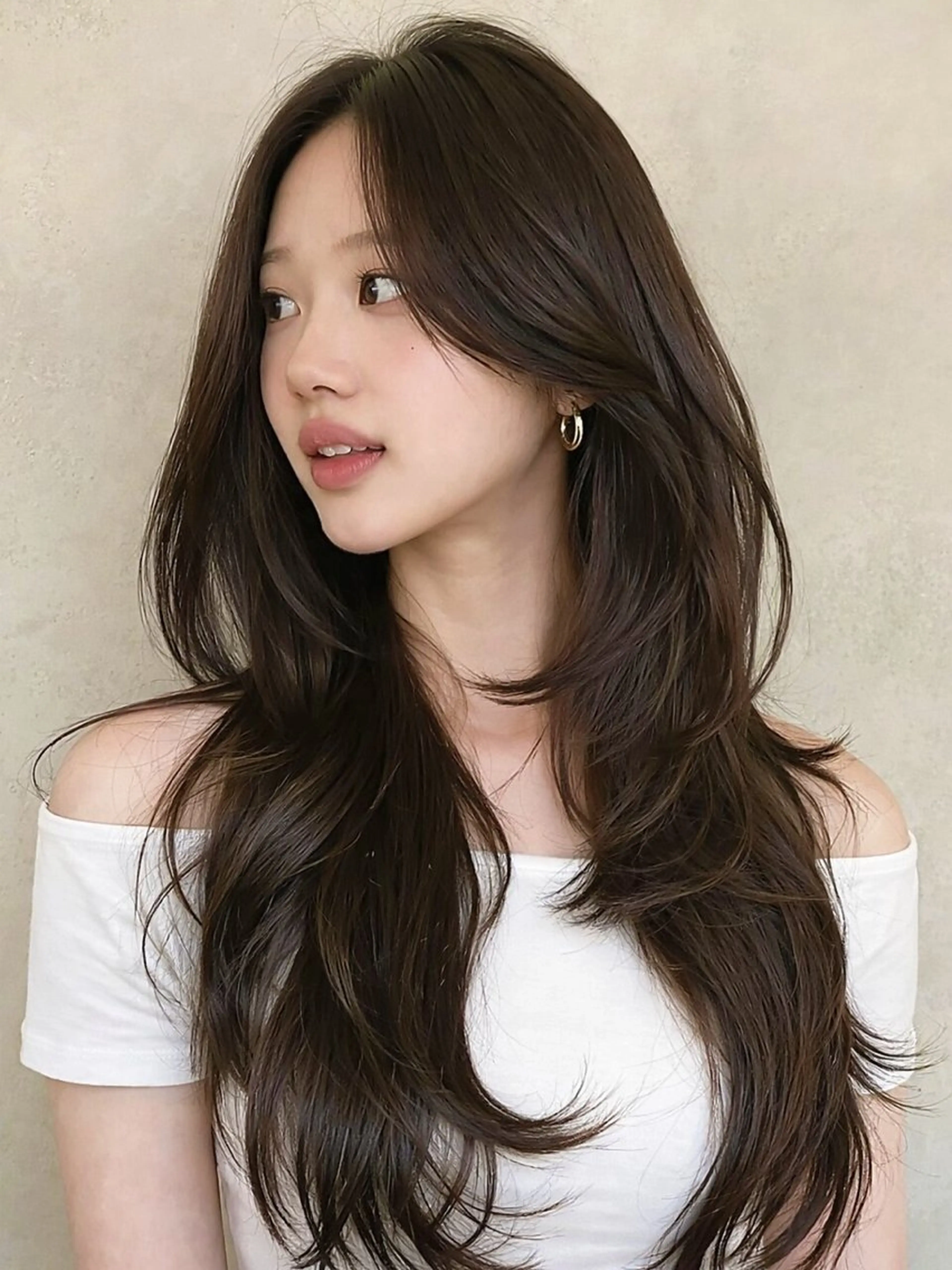 ロング ヘアカラー トミタ/レイヤー/ 韓国ヘア/艶カラーのヘアスタイル