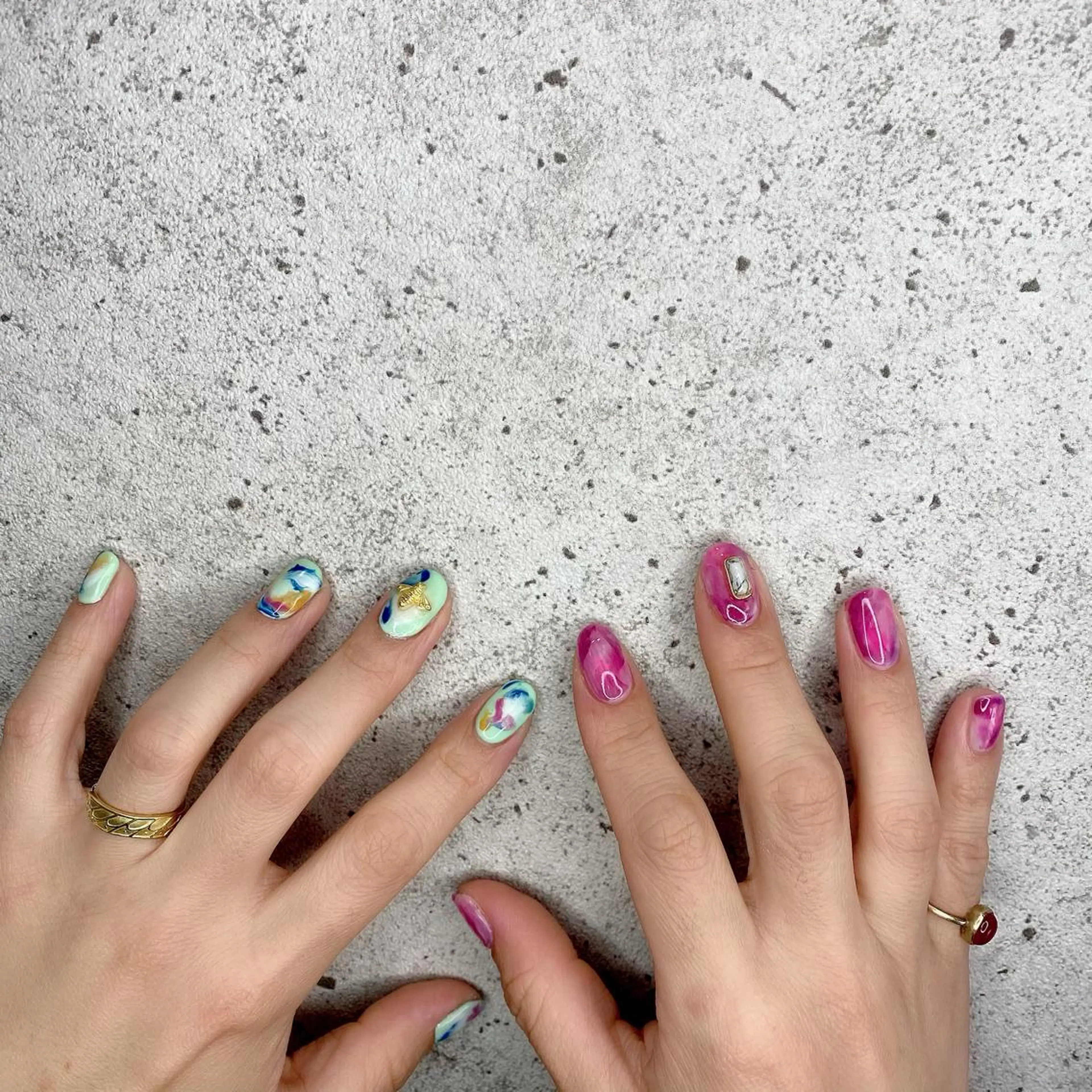 ミディアム カラー パーマ ヘアアレンジ メンズ キッズ ネイル マツエク・マツパ ハンドネイル Salon Ｋのネイルデザイン