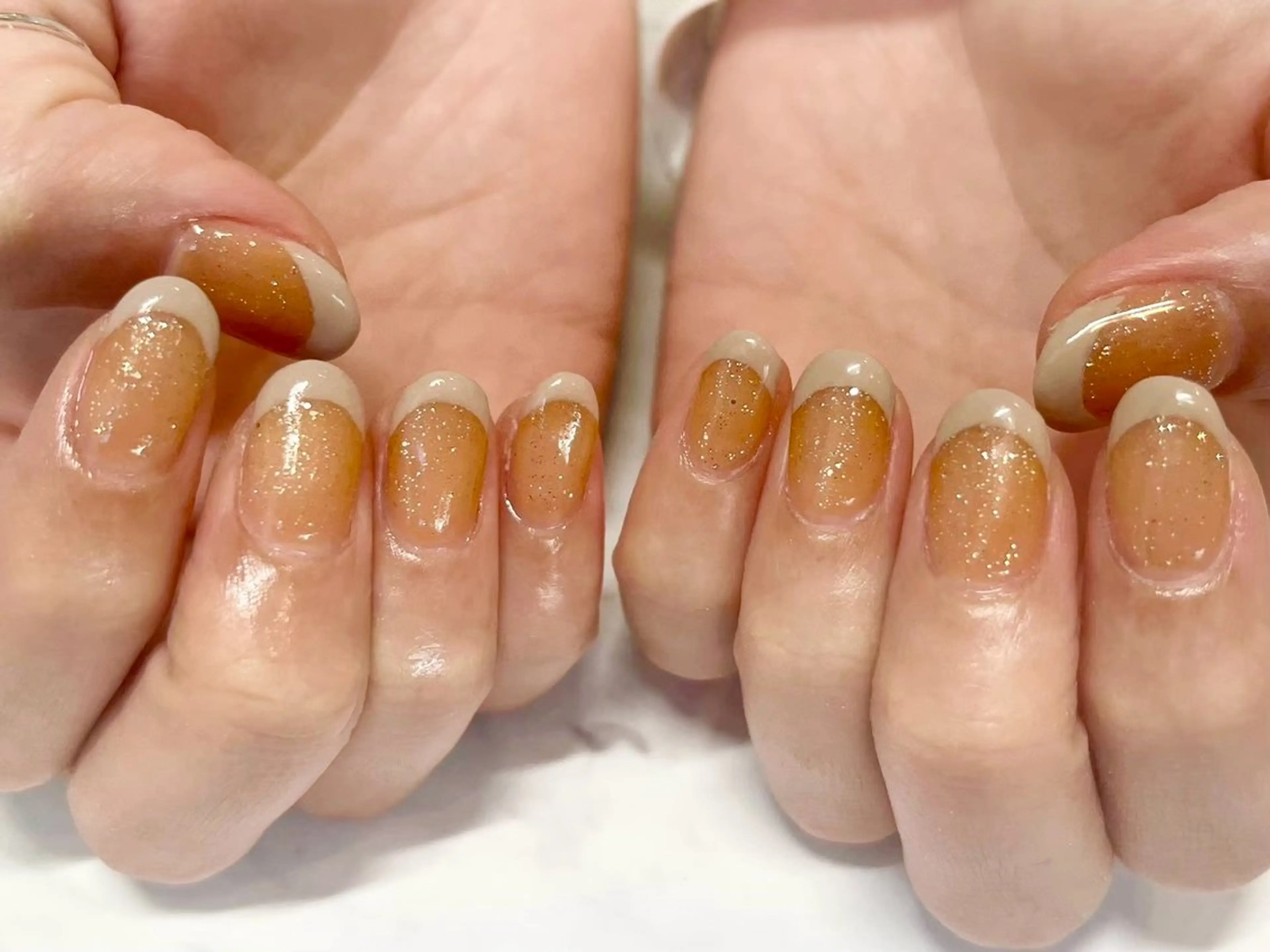 ネイル フレンチネイル オレンジ Ayano ♡のネイルデザイン