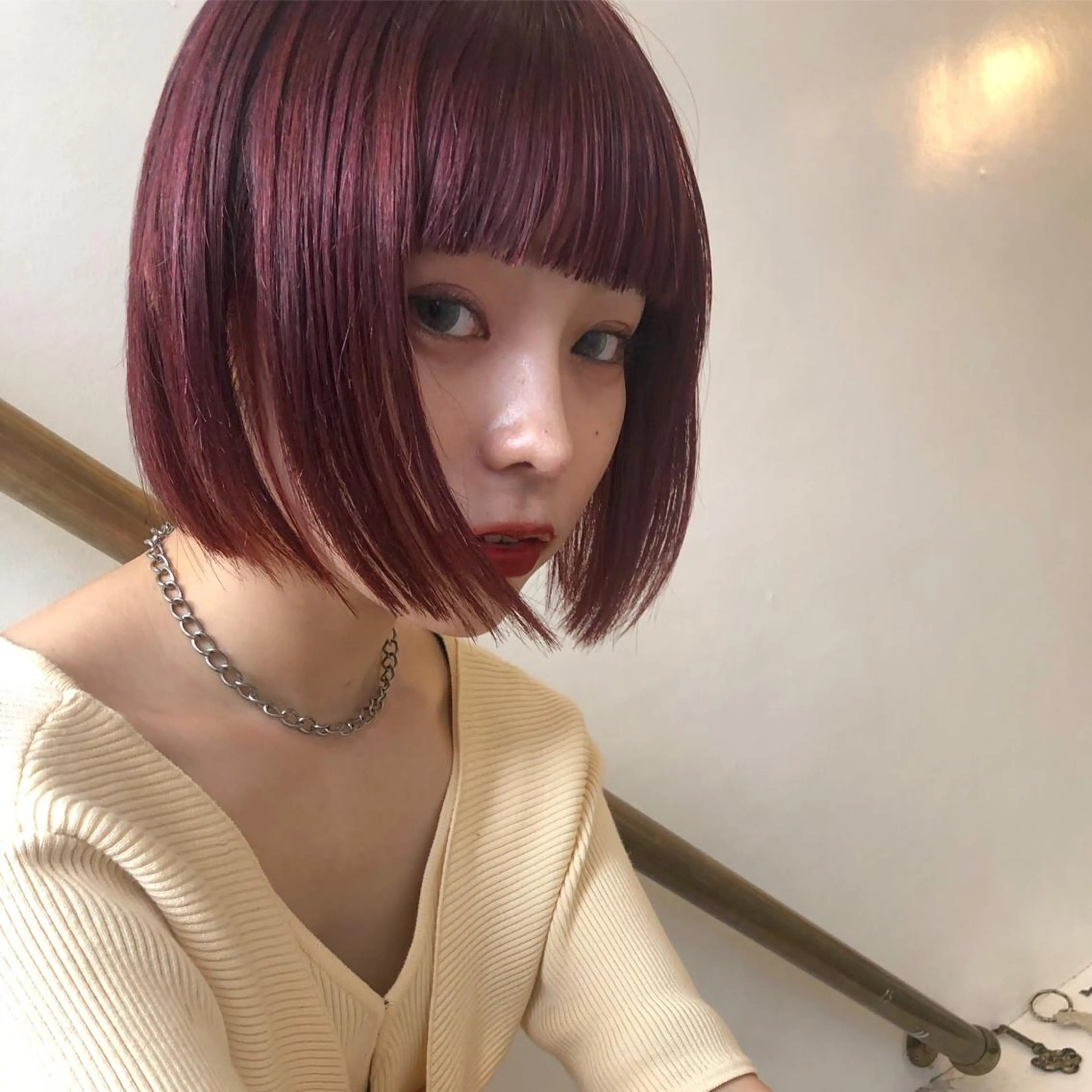 ショート カラー パーマ ヘアアレンジ 透明感カラー オレンジ ピンクカラー YEAU　PLUS所属・極上の艶髪 RINAのヘアスタイル