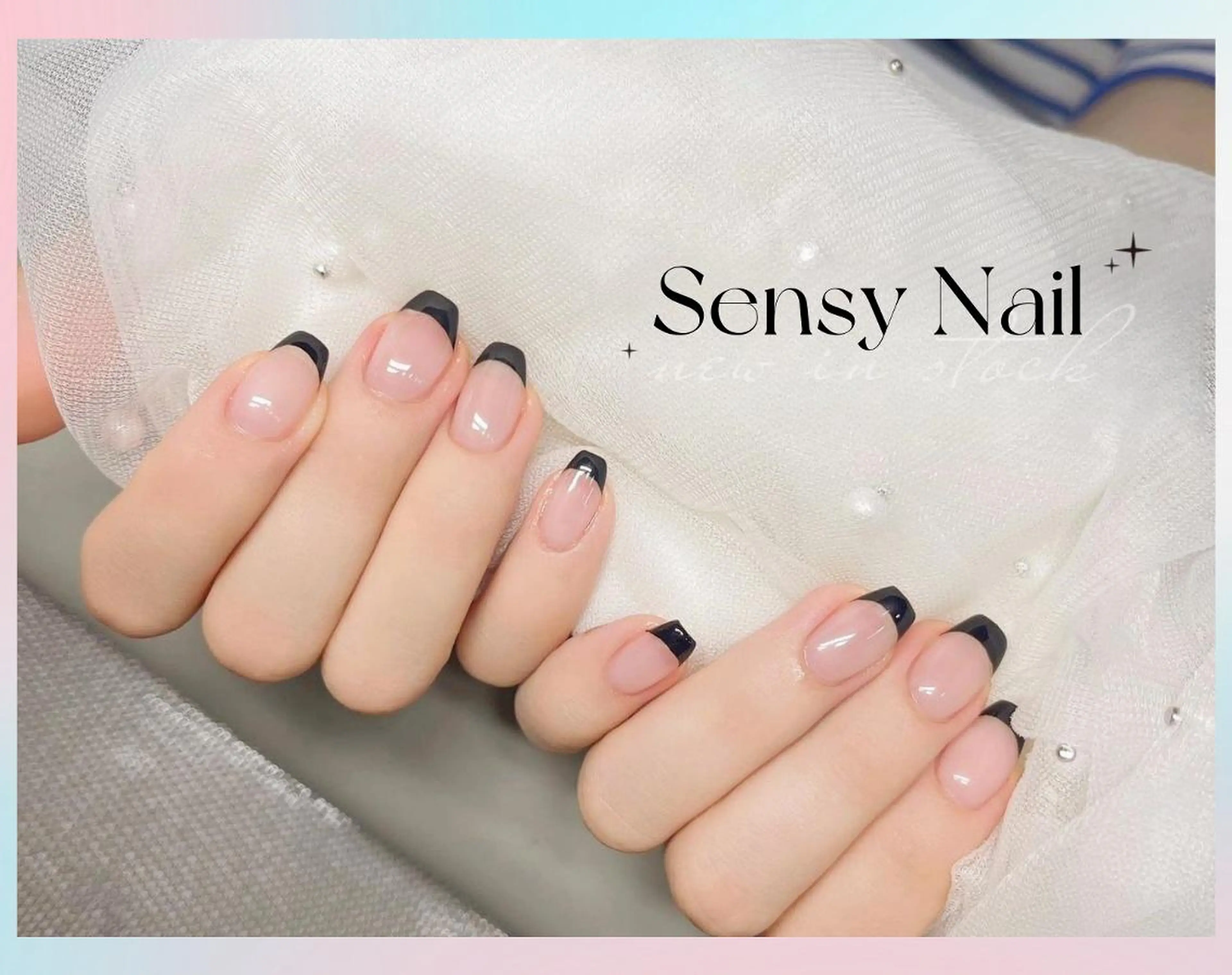 ネイル ダブルフレンチ フレンチネイル ジェルネイル ソフトジェル ハンドネイル Sensy ネイル専門店のネイルデザイン