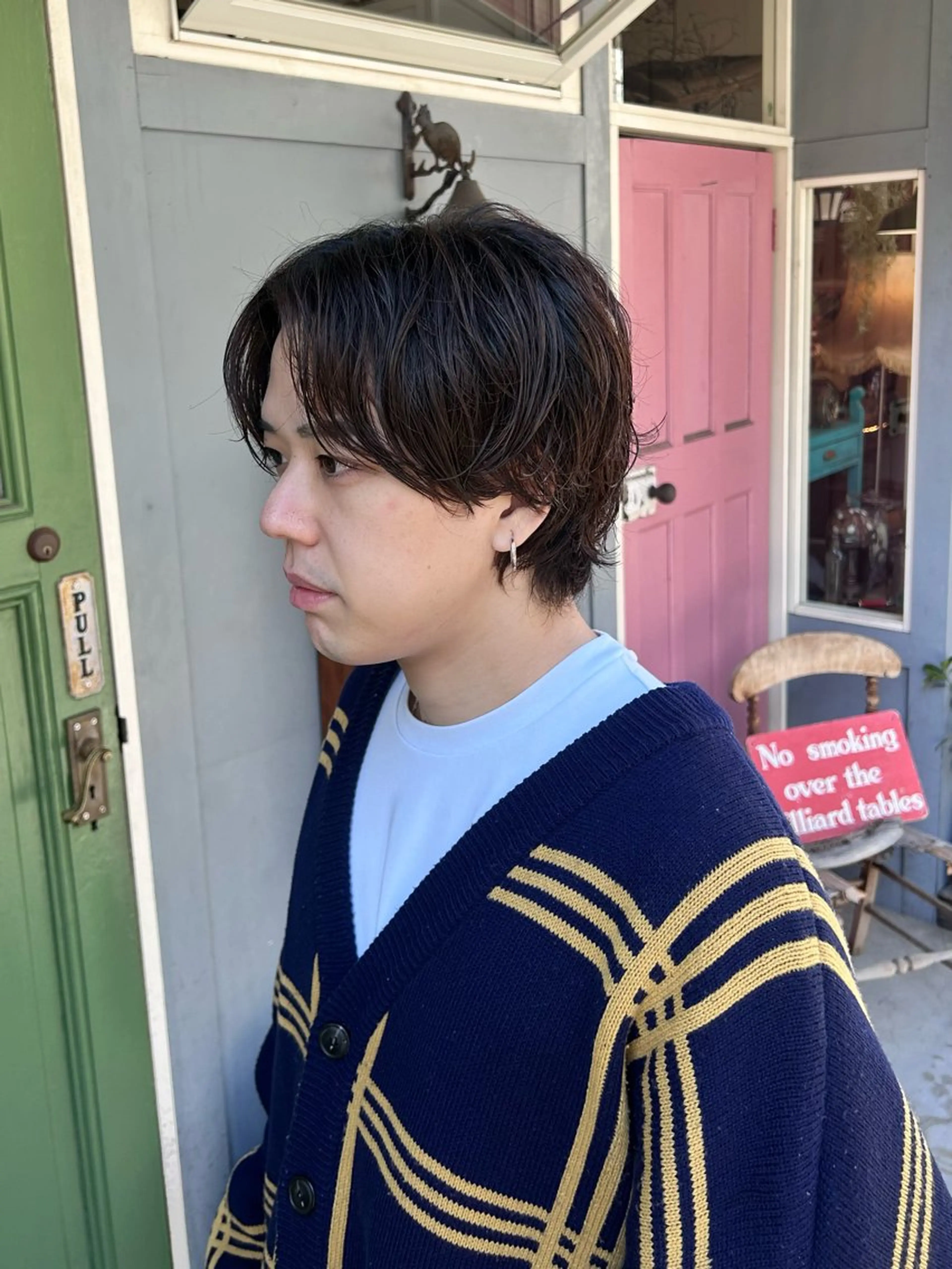 ショート パーマ メンズ メンズパーマ カット パーマ 清水千優/パーマ/透 明感カラー/メンズのヘアスタイル