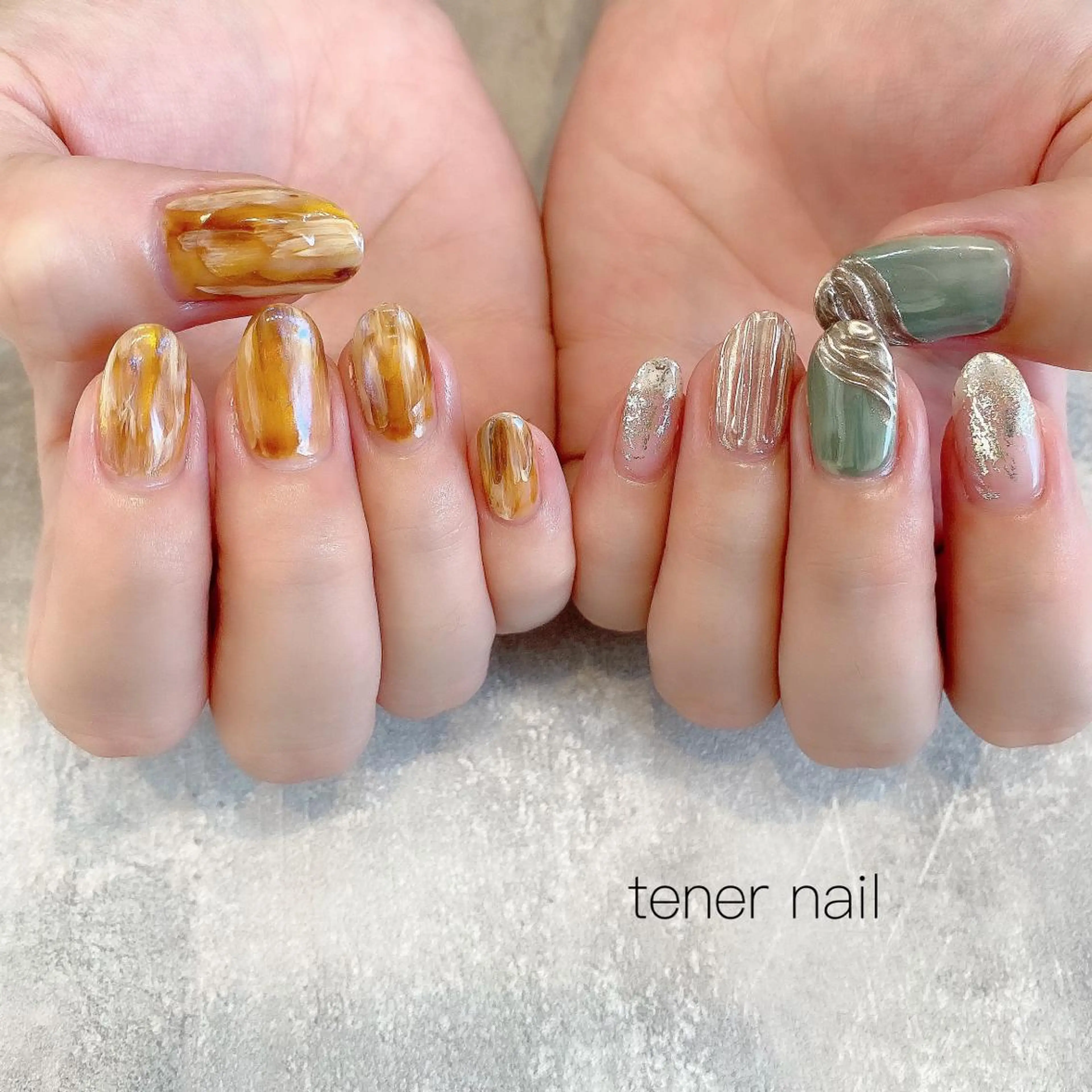 ネイル べっ甲ネイル ミラーネイル tener  nail  テネルネイル所属・テネルネイル tener nailのネイルデザイン