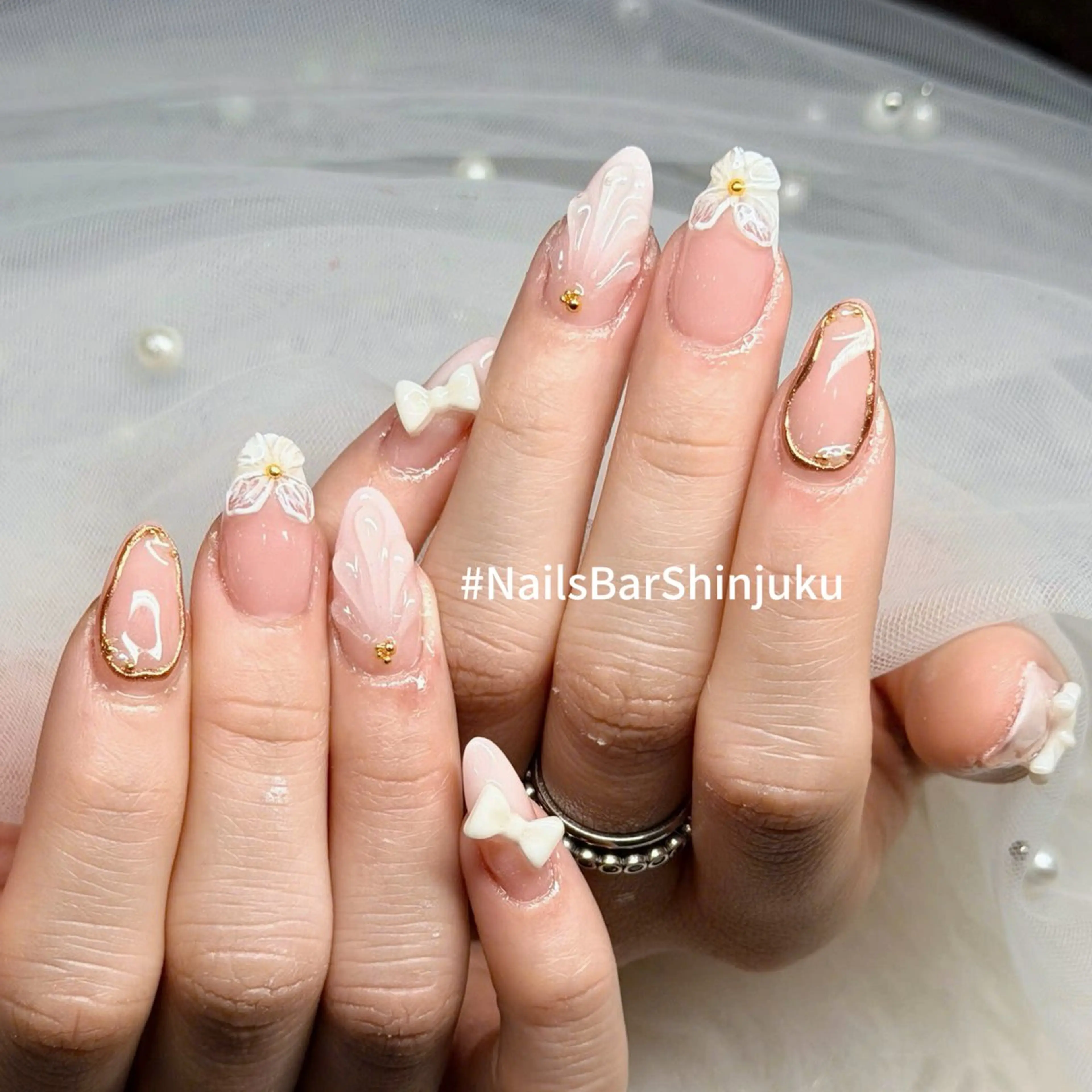 ネイル 長さ出し フレンチネイル ジェルネイル 韓国ネイル ロングネイル NAILS BAR SHINJUKUのネイルデザイン