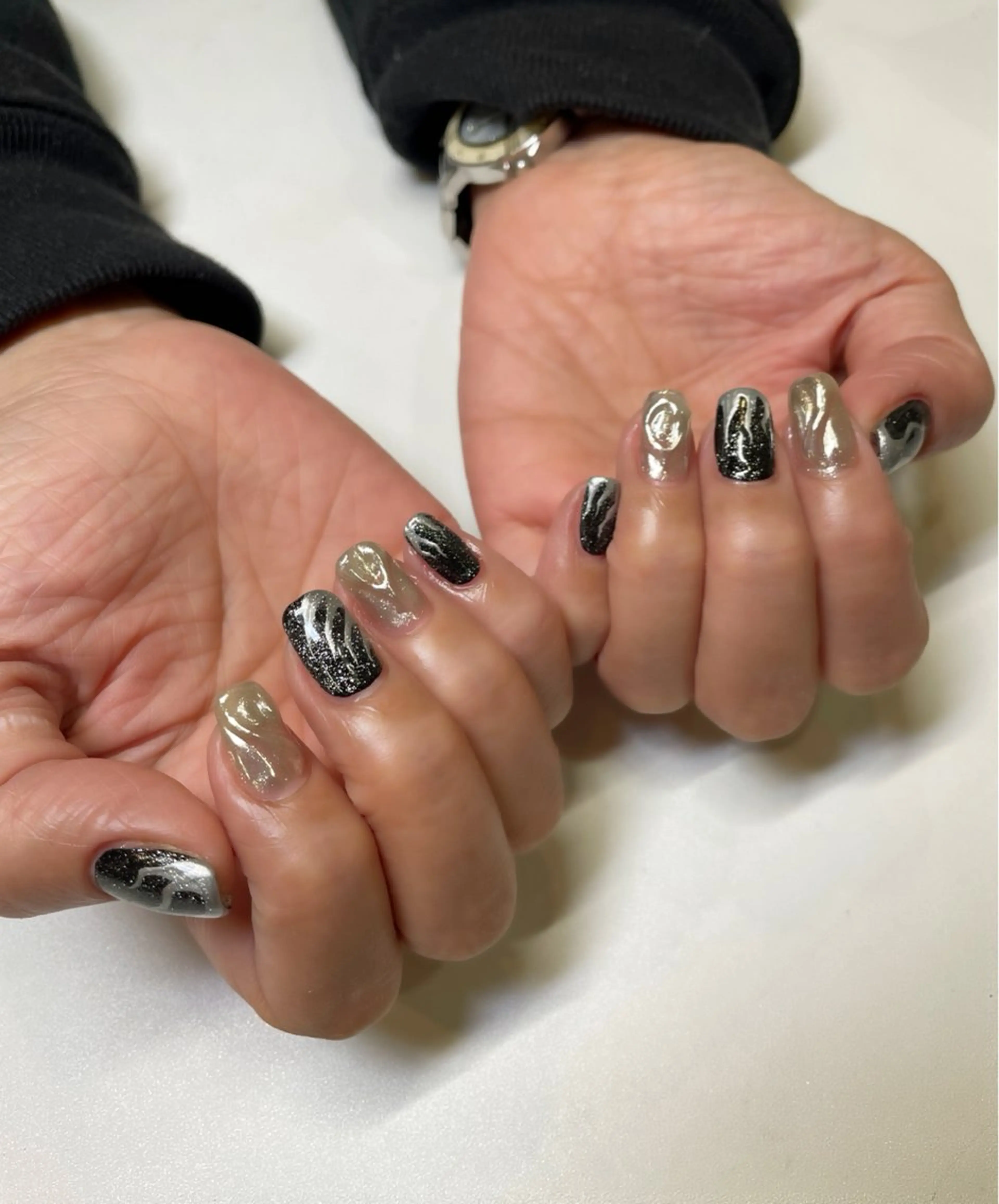 ネイル 長さ出し ミラーネイル 持ち込み その他(ネイル) Soeur ネイリストのネイルデザイン