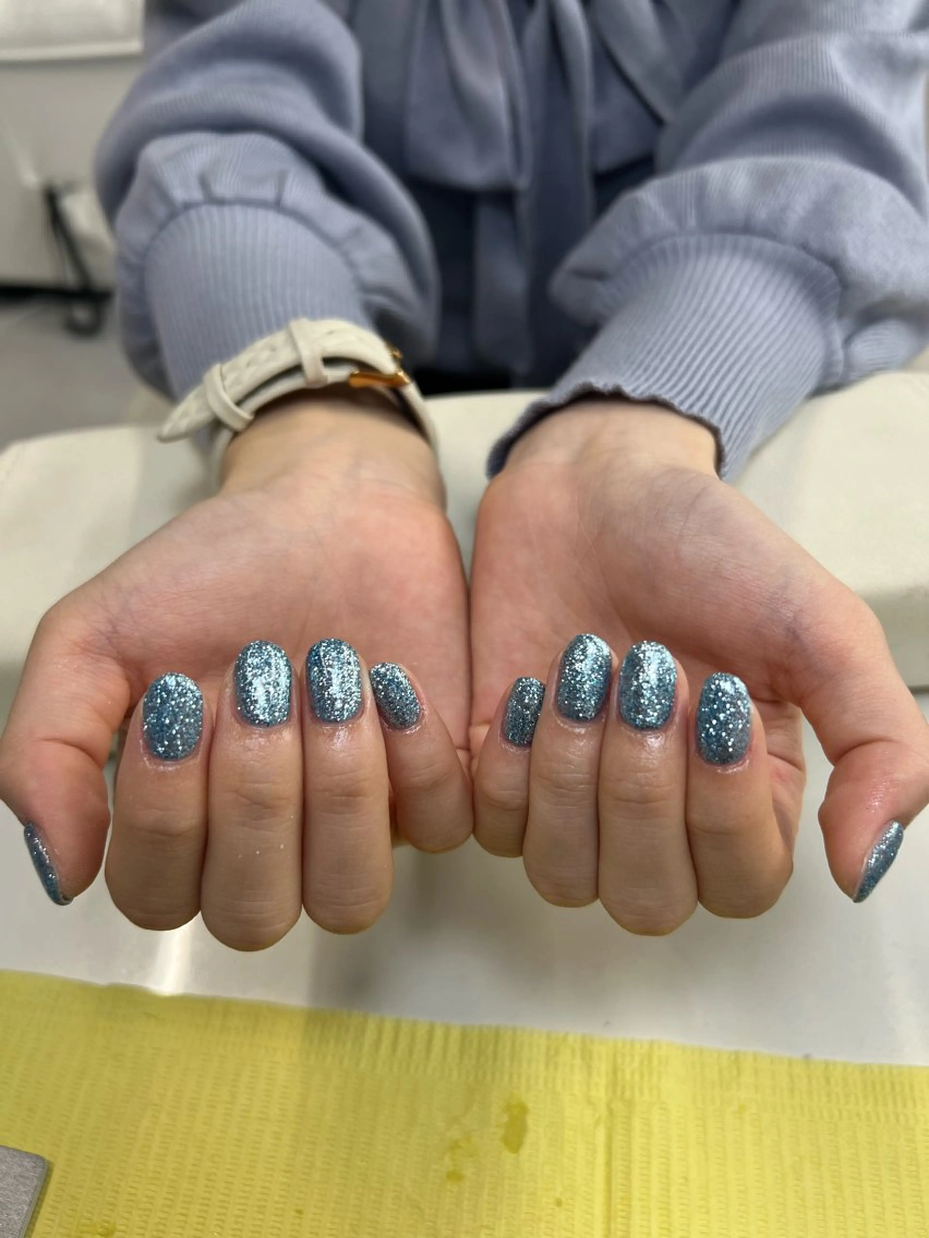 ネイル ラメ(グリッター) 水色 ハンドネイル tumake🩷 Aliceのネイルデザイン