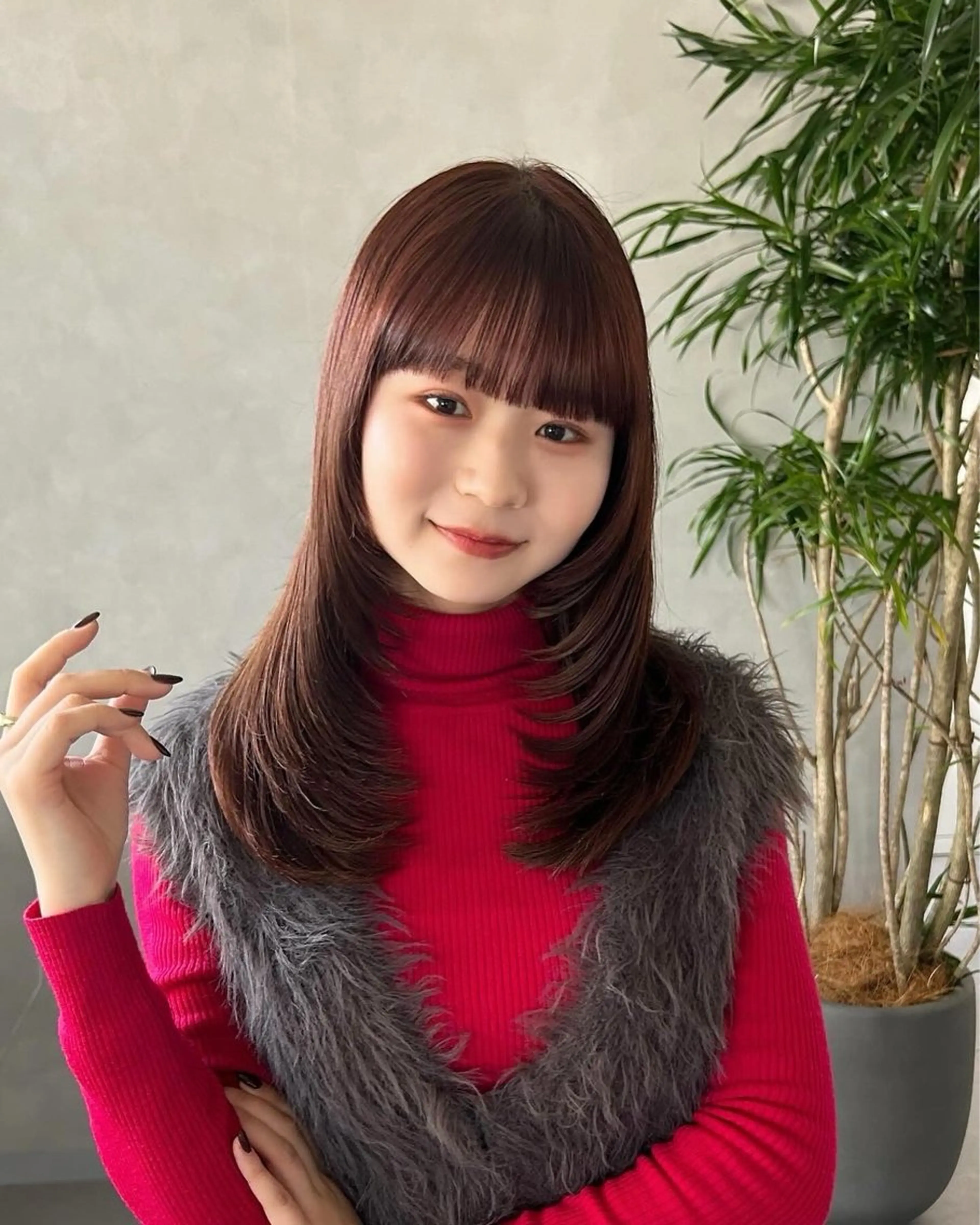 セミロング カラー ブラウンカラー ピンクカラー ピンクブラウン 顔まわりレイヤー レイヤーカット ❤️ショートカット ・顔周りカット❤️のヘアスタイル