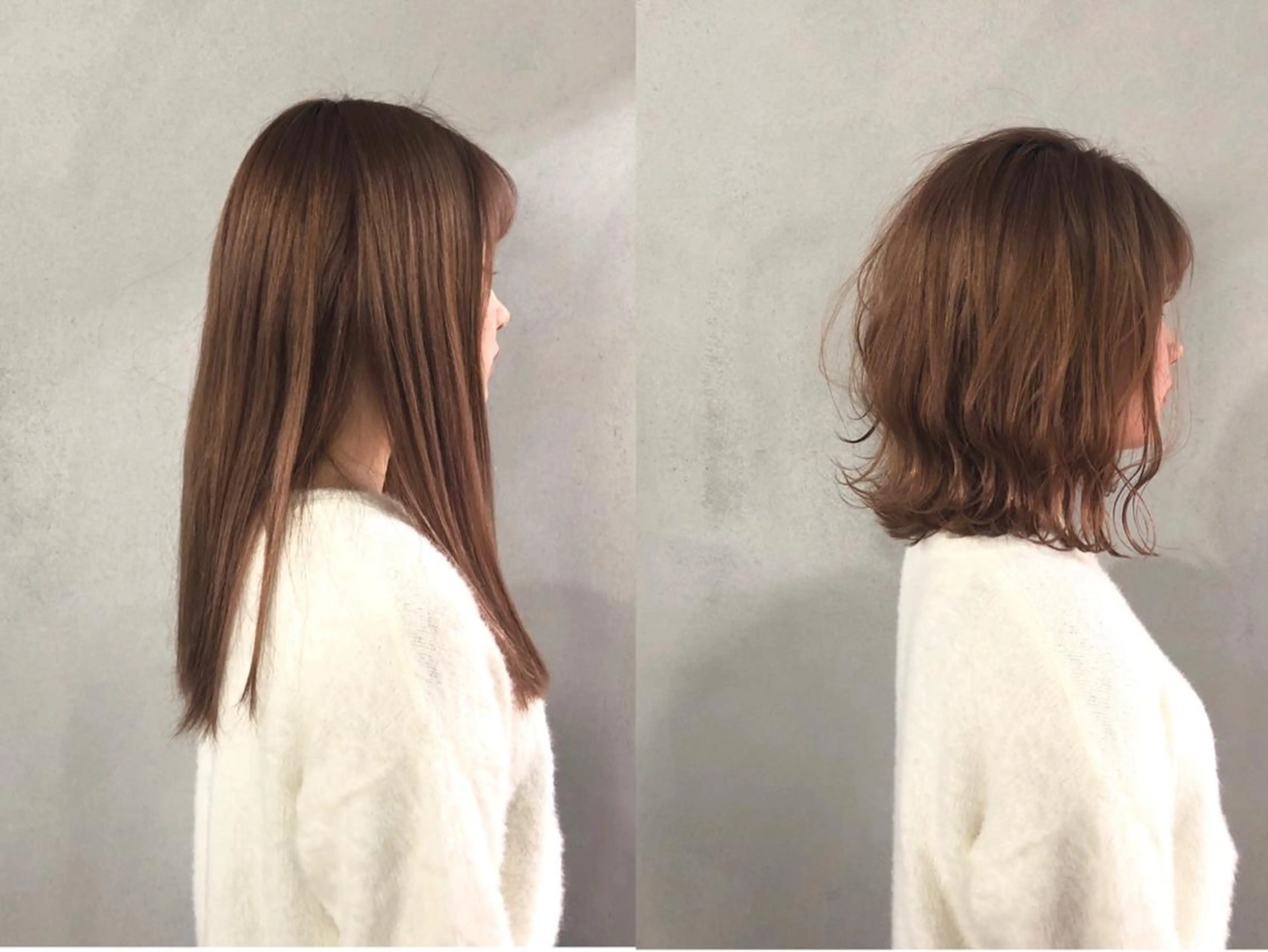 ミディアム カラー 切りっぱなしボブ ボブ カット ヘアカラー ボブ/ショート/ 白髪染め/メンズ葛西のヘアスタイル