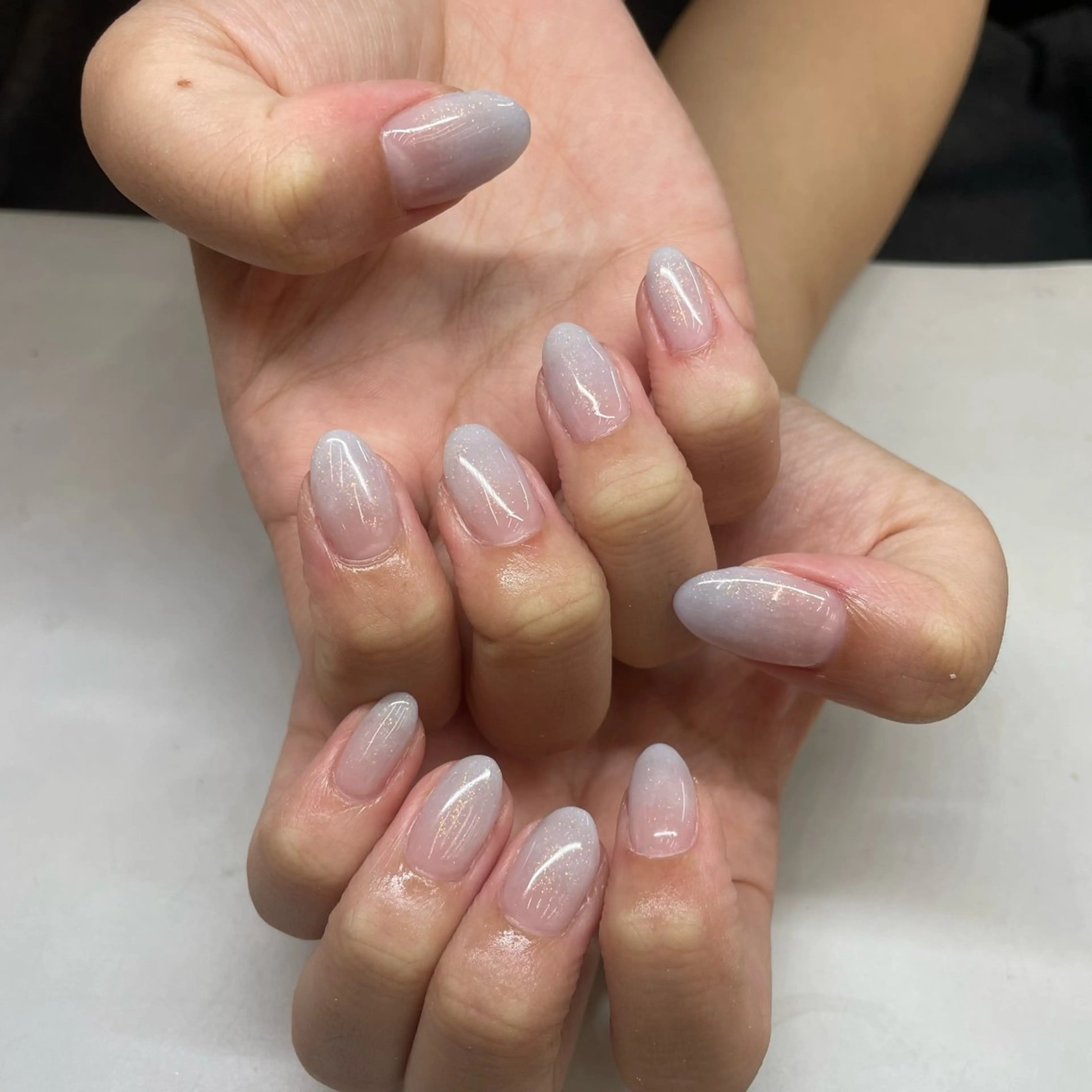 ネイル グラデーション ラメ(グリッター) オレンジ ピンク パープル MAXKELLY EMIのネイルデザイン