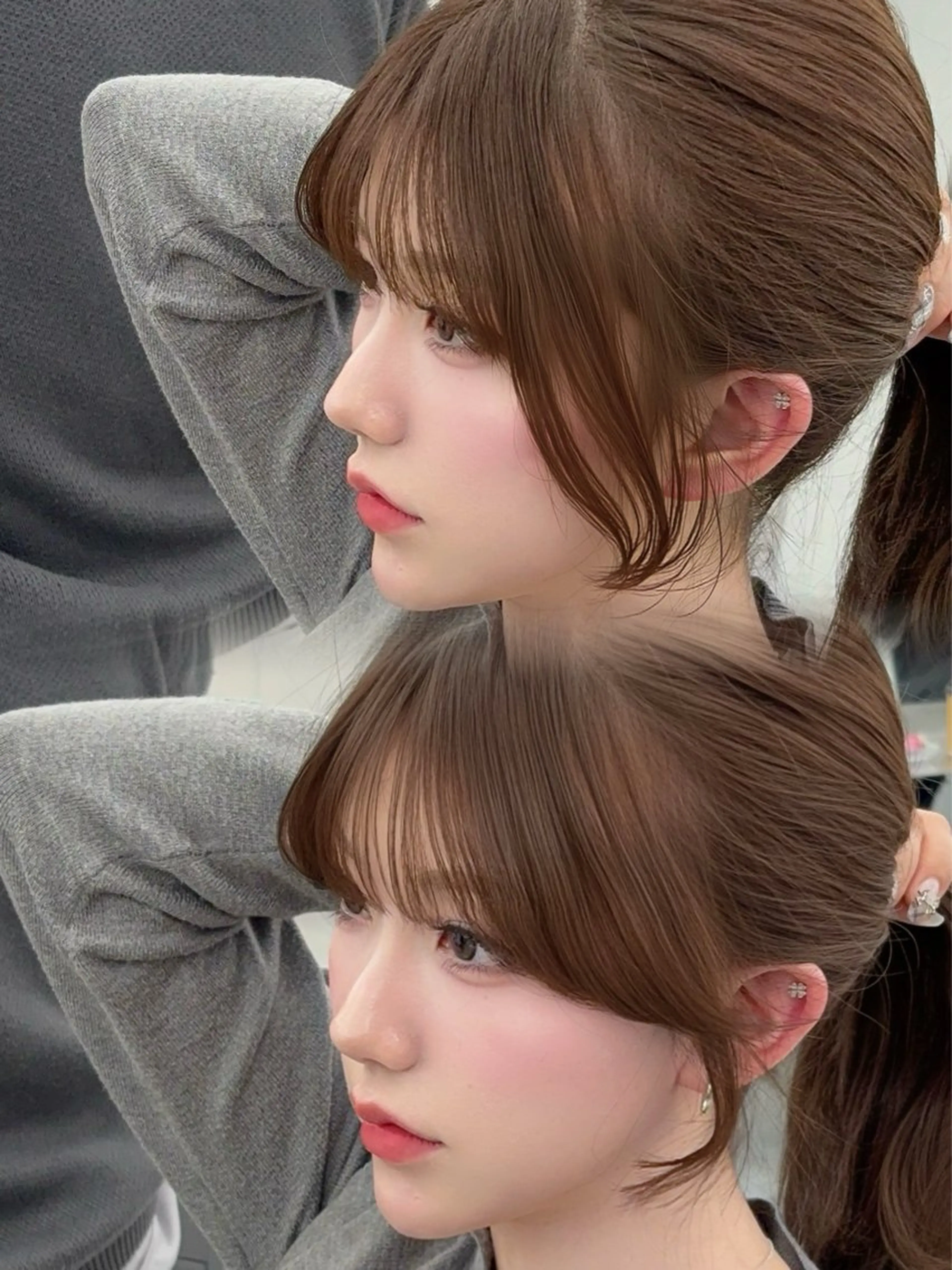 ロング カラー レイヤーカット 小顔カット カット ヘアカラー トリートメント 韓国ヘア/レイヤー/ 顔まわり足立遥奈のヘアスタイル