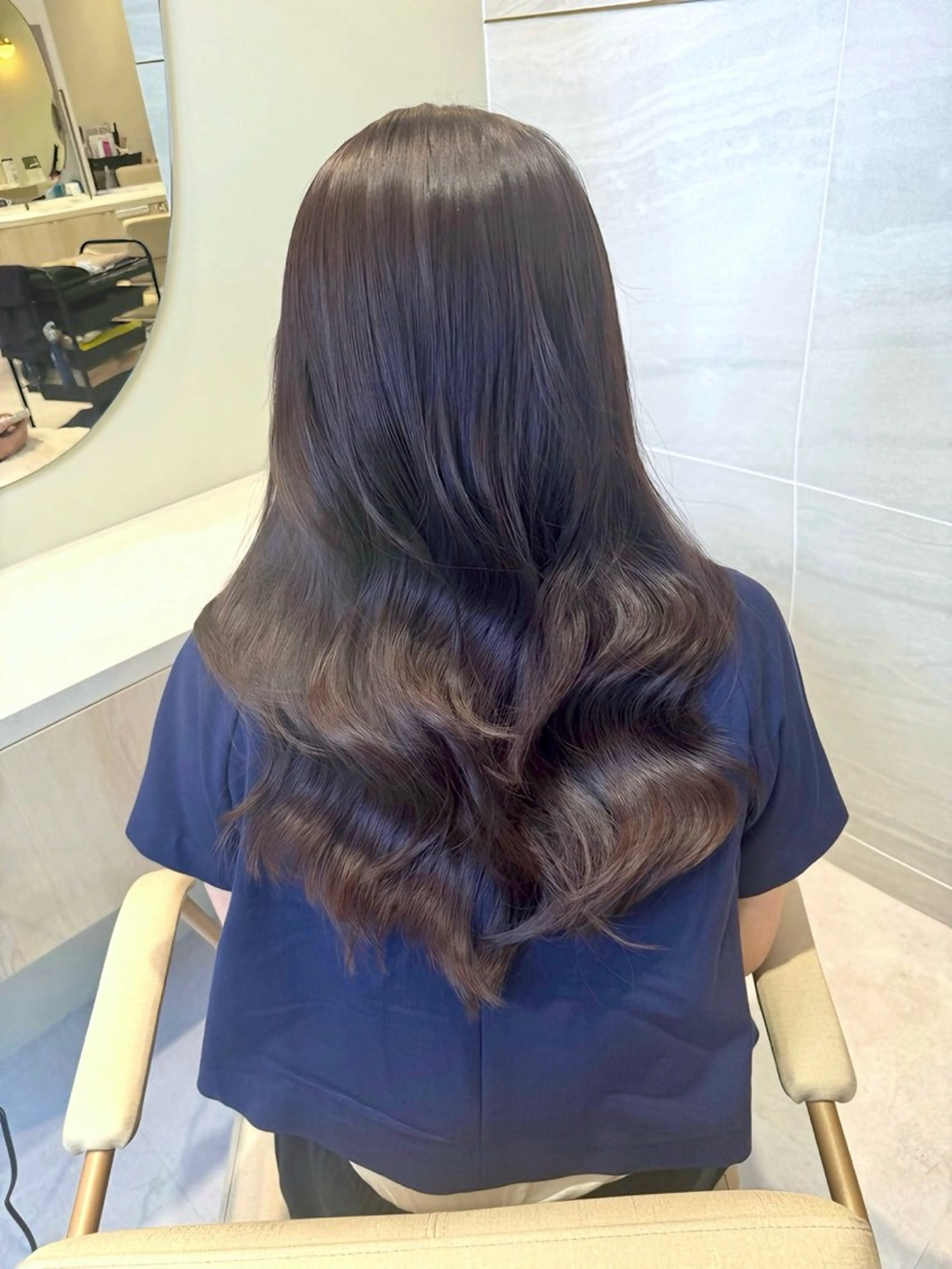 ロング カラー 似合わせカット 小顔カット 縮毛矯正 カット ヘアカラー 韓国風/小顔レイヤー /艶カラーのヘアスタイル